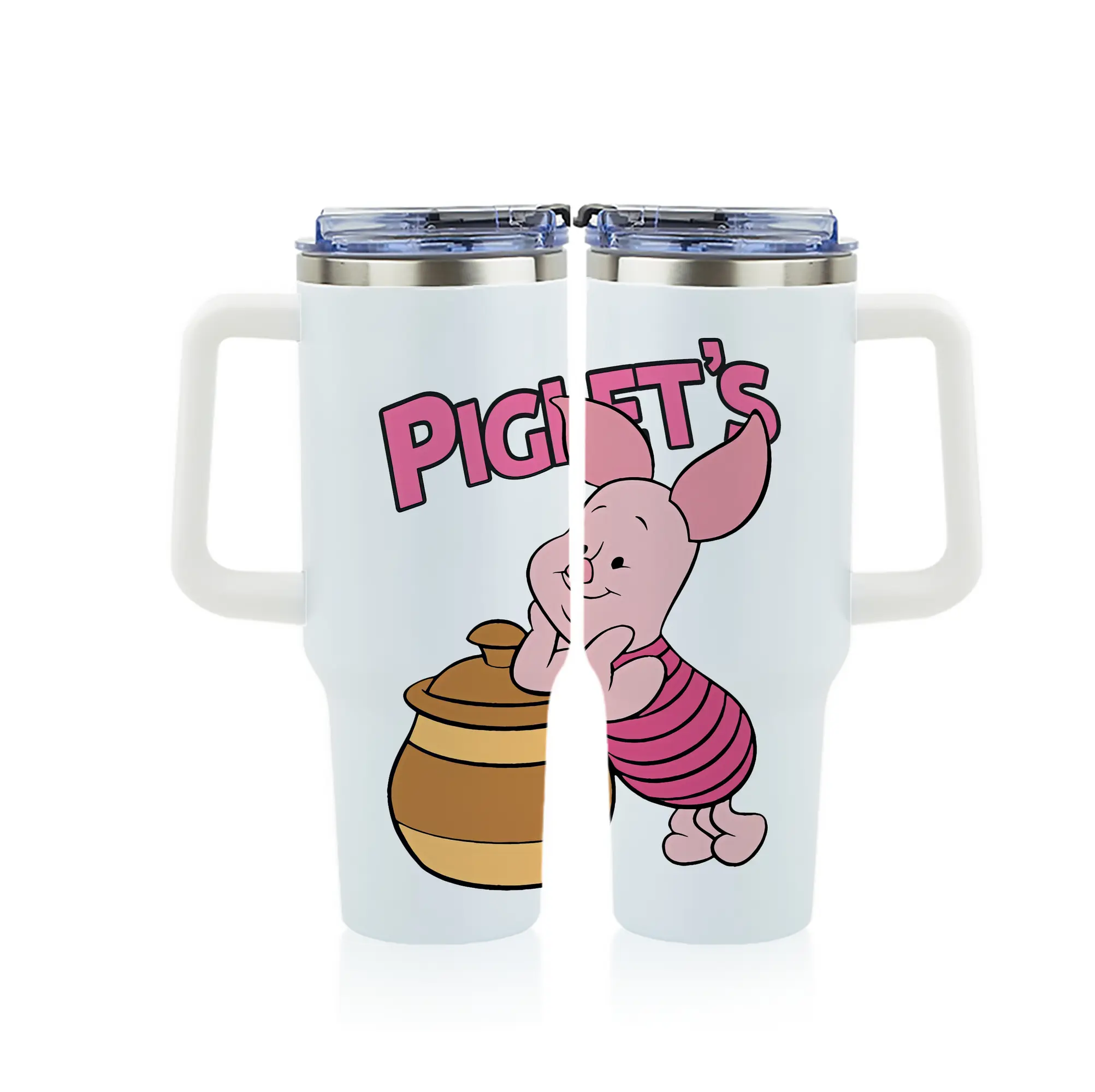 プーさん グッズ ピグレット - 1200mL フルプリント車用タンブラー ・ 304ステンレス 内側 ・ 201ステンレス 外側 ・ 保温 保冷 ・ 通勤 ドライブ アウトドア用