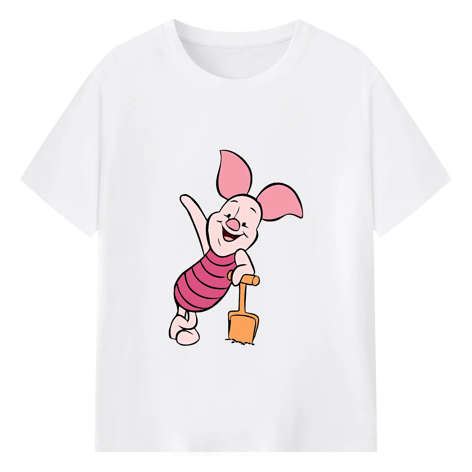 プーさん グッズ ピグレット - 綿100％ 半袖Tシャツ ・ フロントプリント ・ 快適 通気性 ・ 日常使い 散歩 スポーツ用