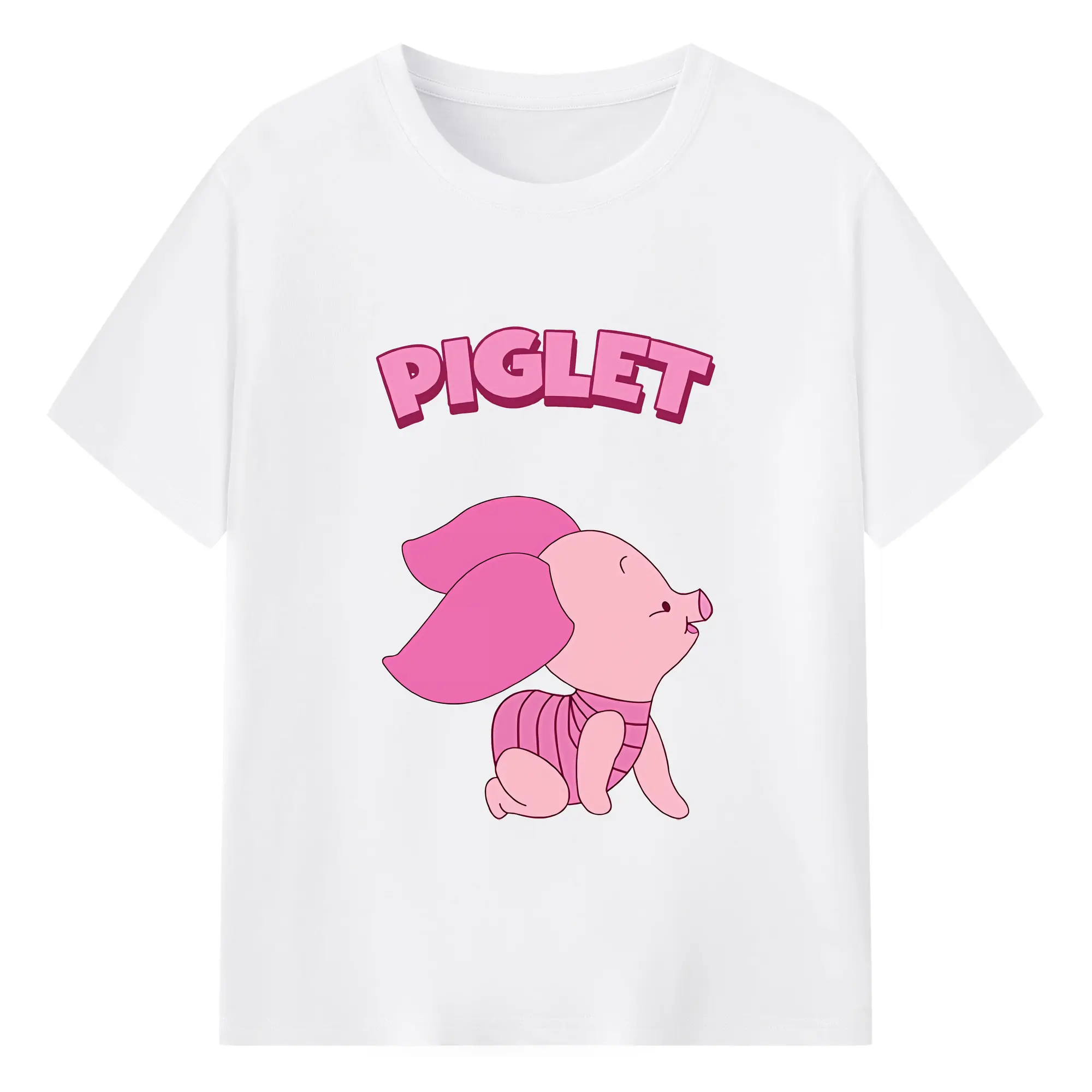 プーさん グッズ ピグレット - 綿100％ 半袖Tシャツ ・ フロントプリント ・ 快適 通気性 ・ 日常使い 散歩 スポーツ用