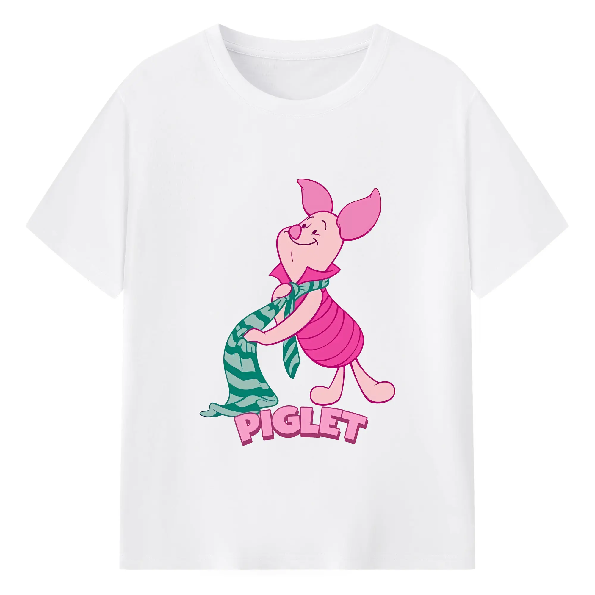 プーさん グッズ ピグレット - 綿100％ 半袖Tシャツ ・ フロントプリント ・ 快適 通気性 ・ 日常使い 散歩 スポーツ用