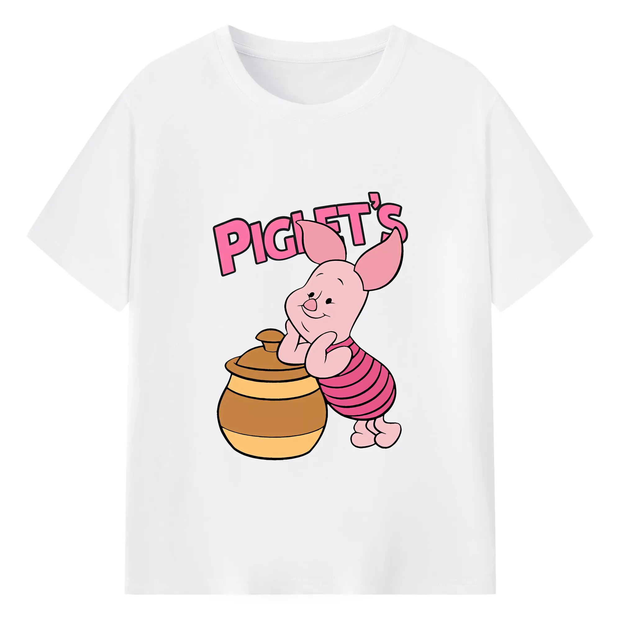 プーさん グッズ ピグレット - 綿100％ 半袖Tシャツ ・ フロントプリント ・ 快適 通気性 ・ 日常使い 散歩 スポーツ用