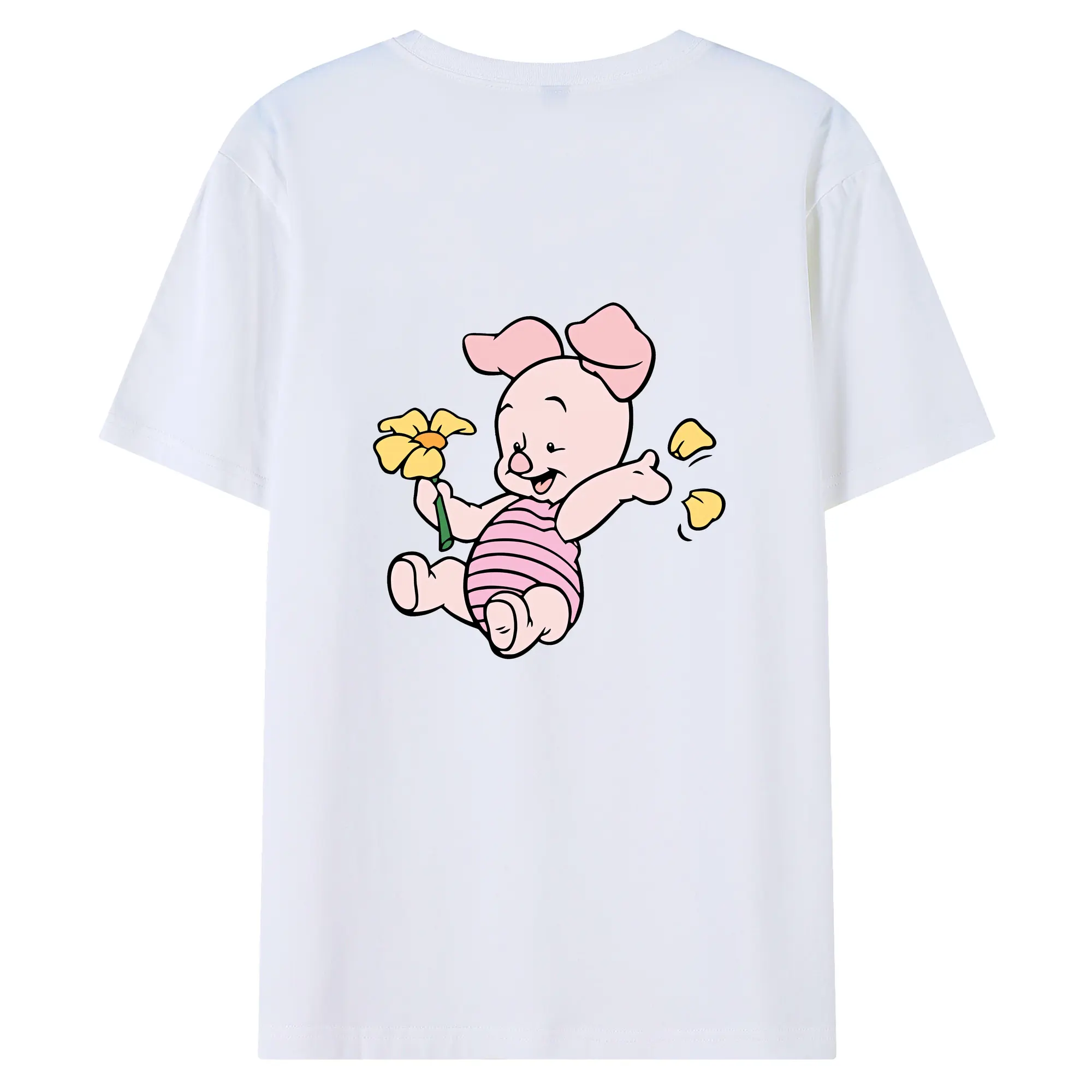 プーさん グッズ ピグレット - 綿100％ 半袖Tシャツ ・ バックプリント ・ 快適 通気性 ・ 日常使い 散歩 スポーツ用