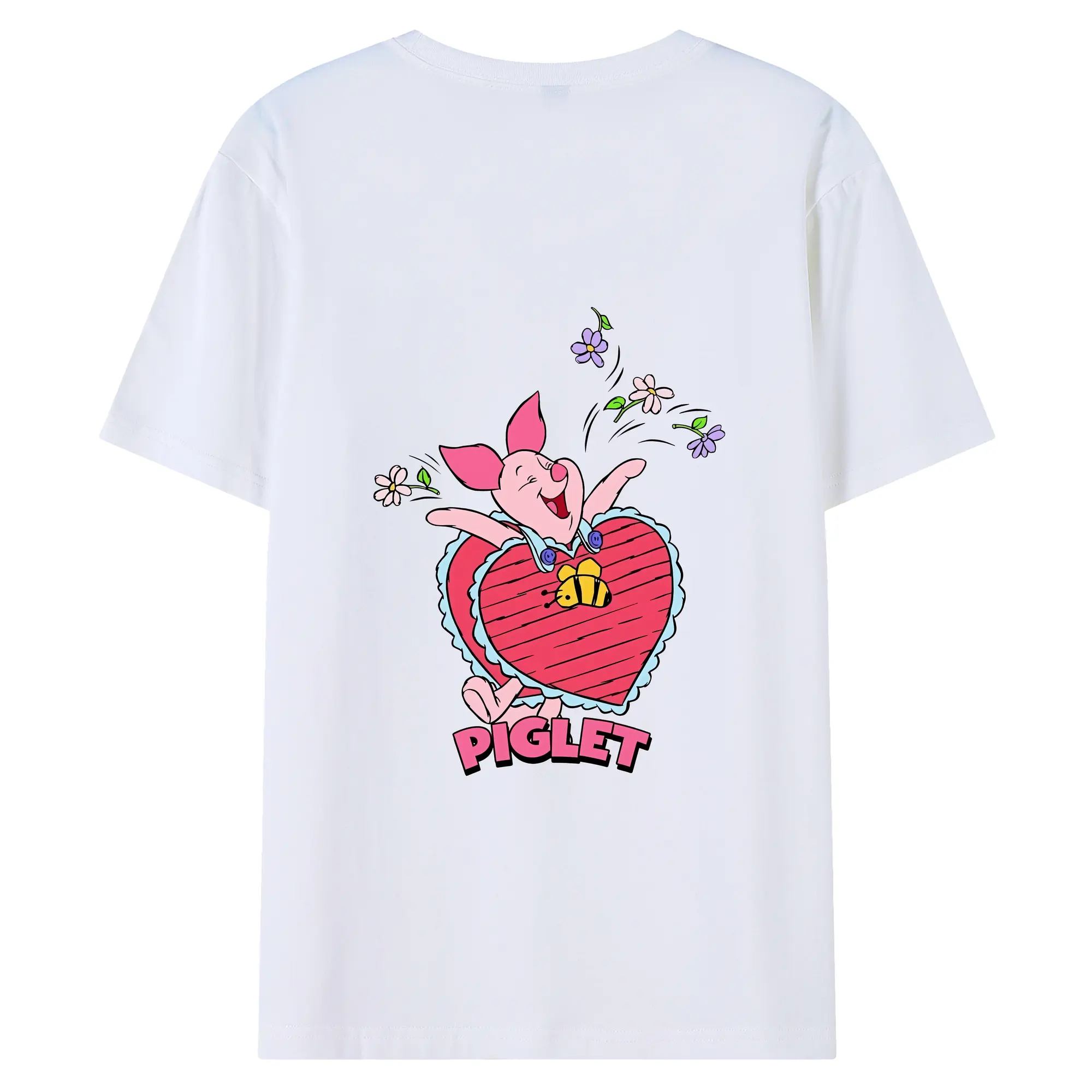 プーさん グッズ ピグレット - 綿100％ 半袖Tシャツ ・ バックプリント ・ 快適 通気性 ・ 日常使い 散歩 スポーツ用