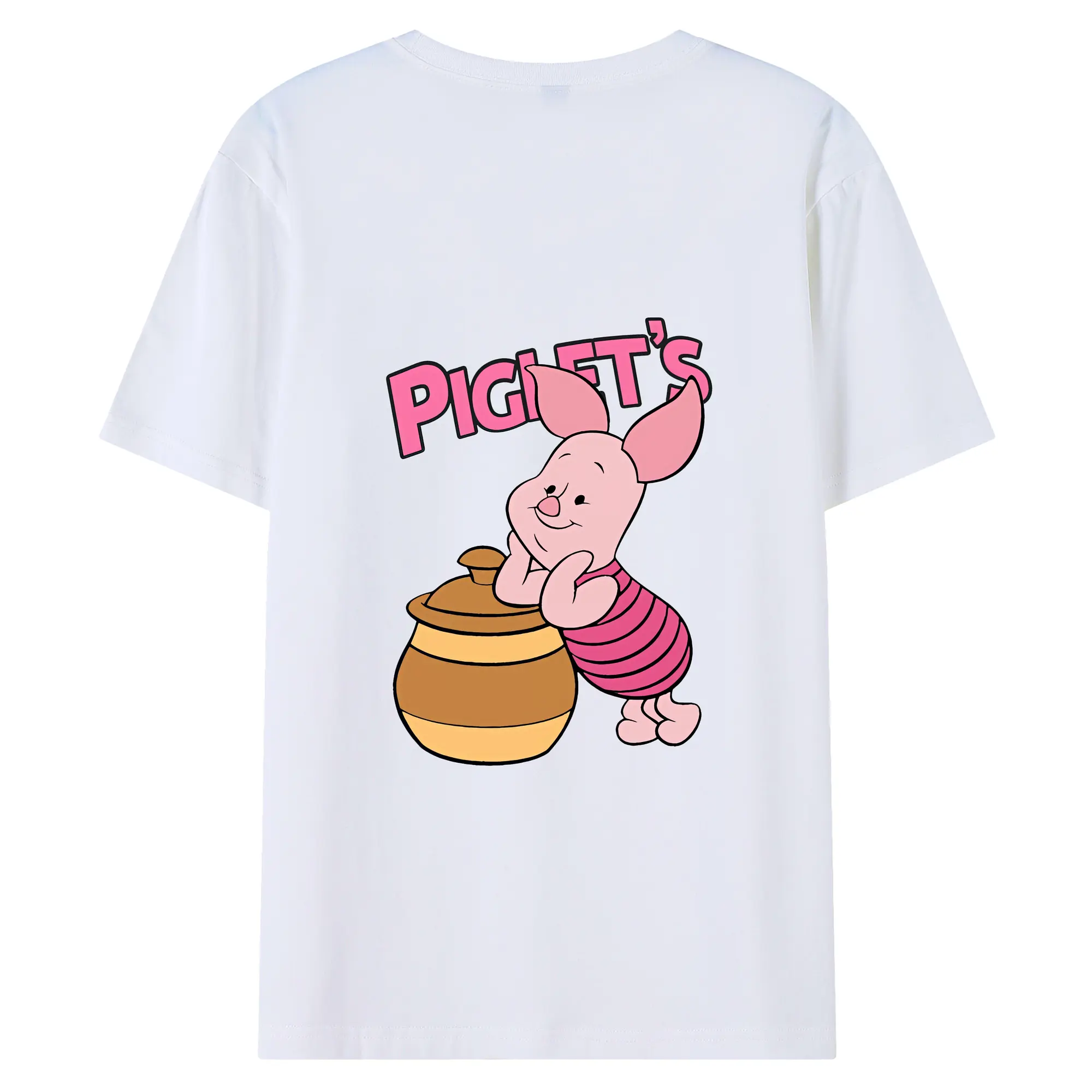 プーさん グッズ ピグレット - 綿100％ 半袖Tシャツ ・ バックプリント ・ 快適 通気性 ・ 日常使い 散歩 スポーツ用