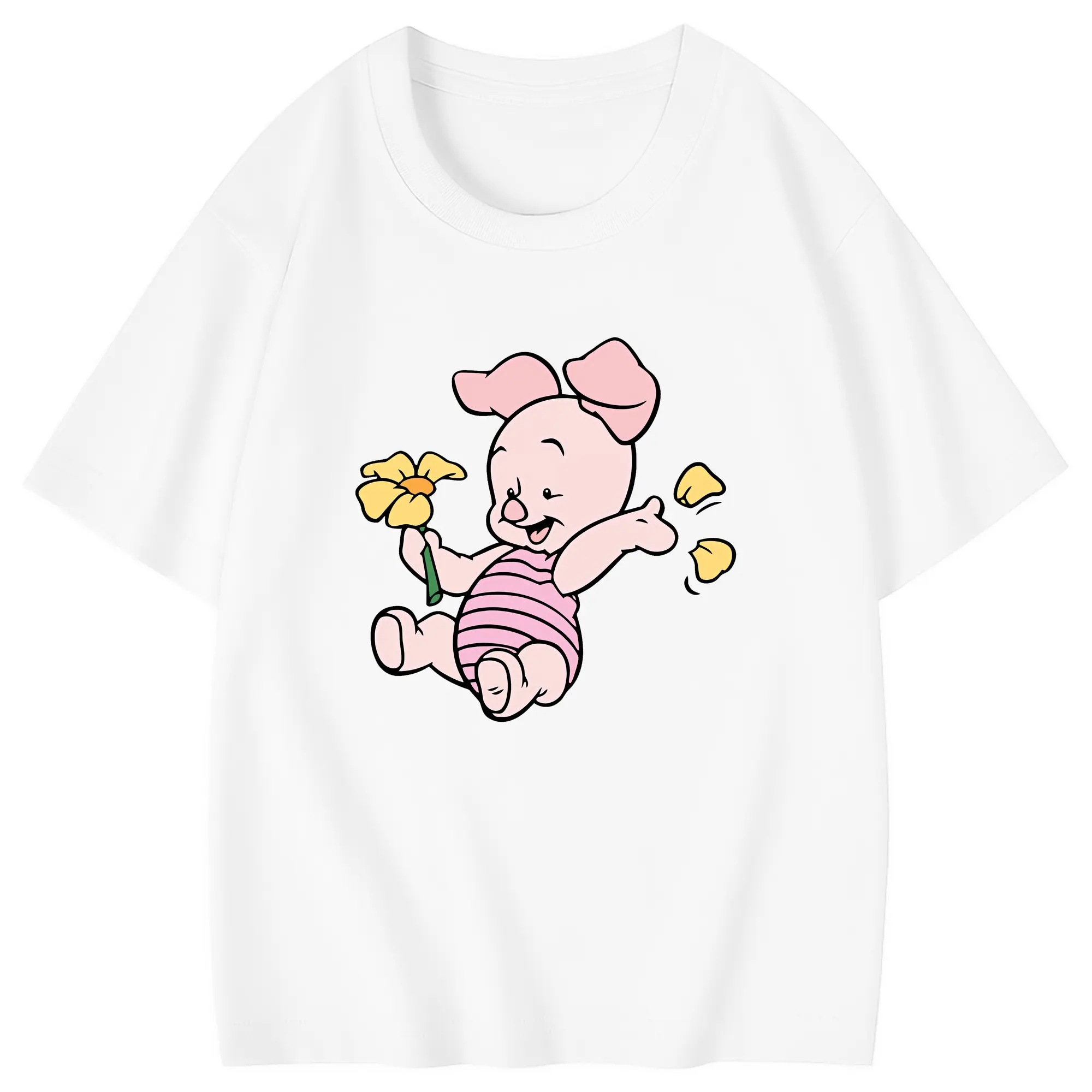 プーさん グッズ ピグレット - 綿100％ キッズTシャツ ・ フロントプリント ・ 快適 通気性 ・ スポーツ カジュアル 散歩用