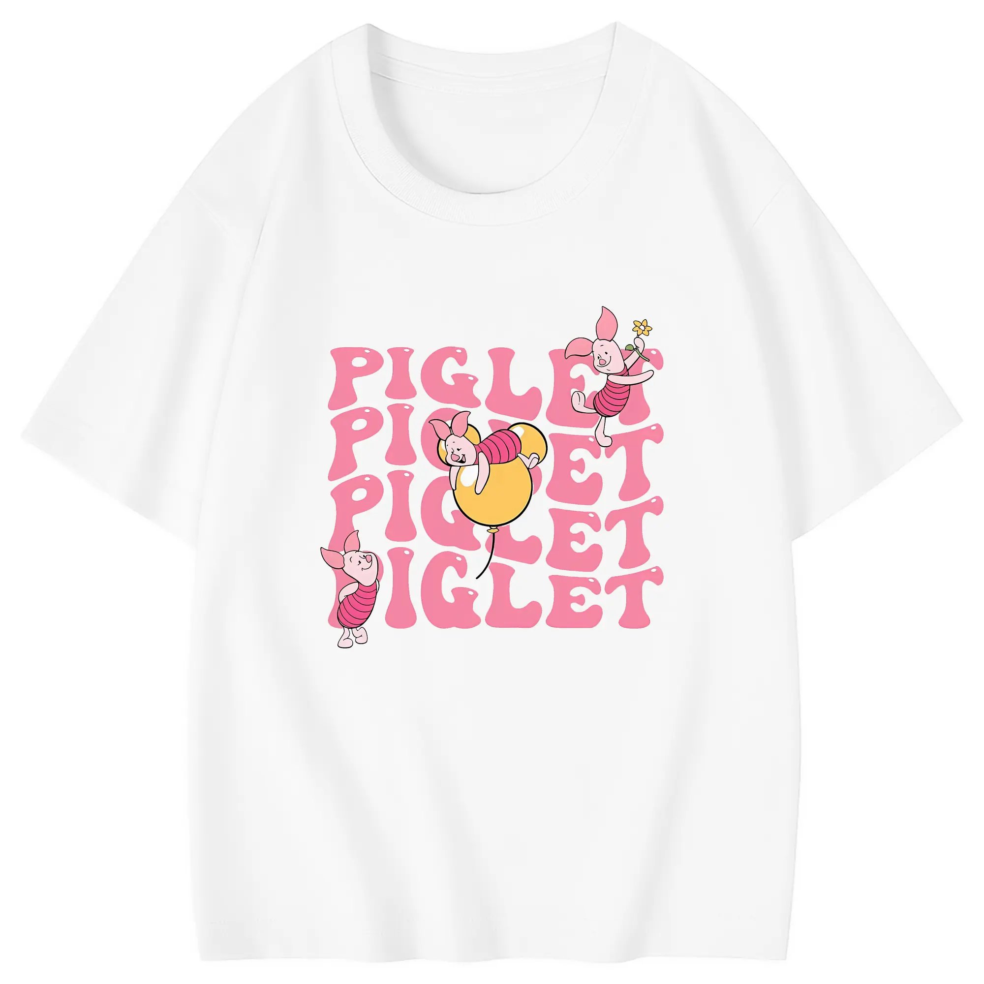 プーさん グッズ ピグレット - 綿100％ キッズTシャツ ・ フロントプリント ・ 快適 通気性 ・ スポーツ カジュアル 散歩用