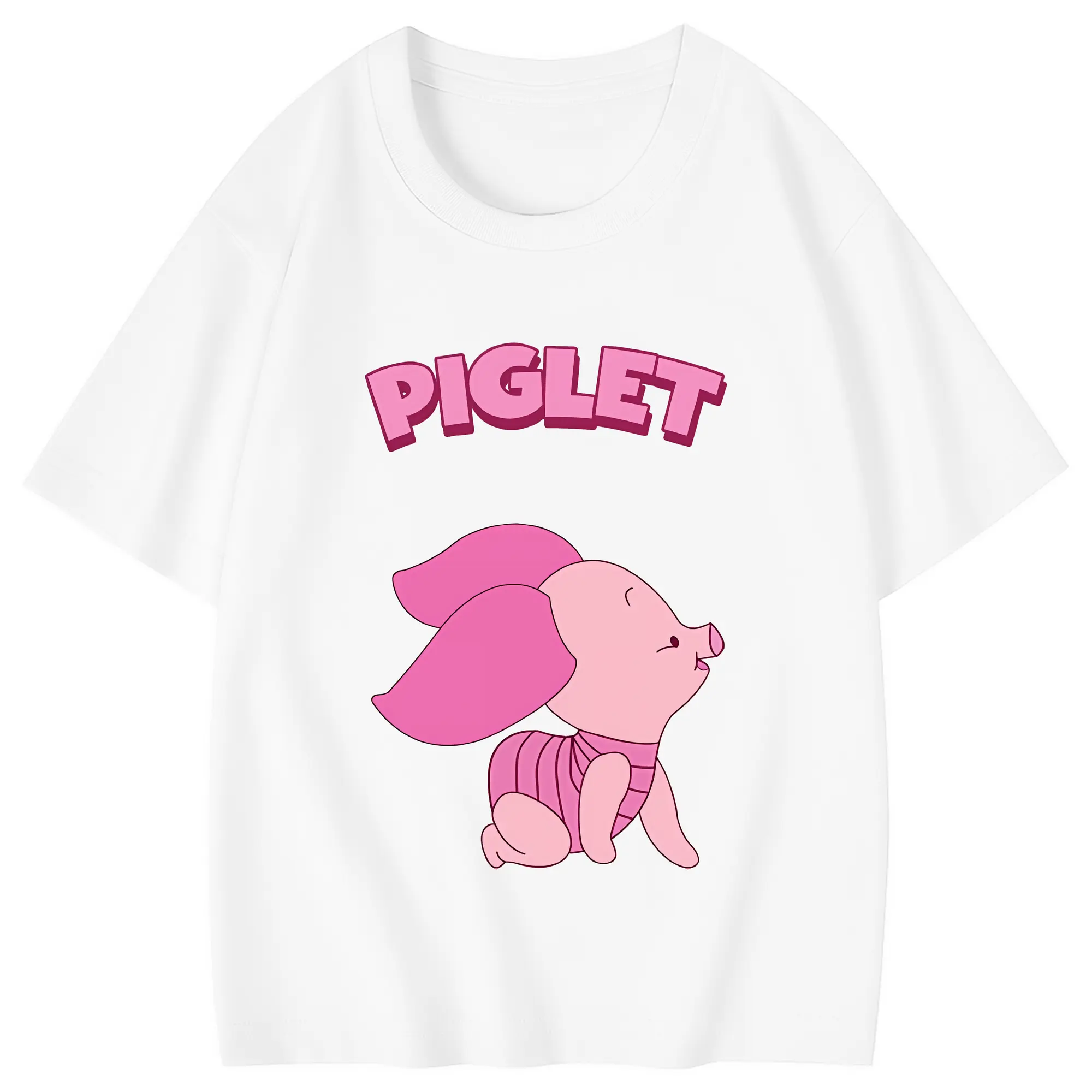 プーさん グッズ ピグレット - 綿100％ キッズTシャツ ・ フロントプリント ・ 快適 通気性 ・ スポーツ カジュアル 散歩用