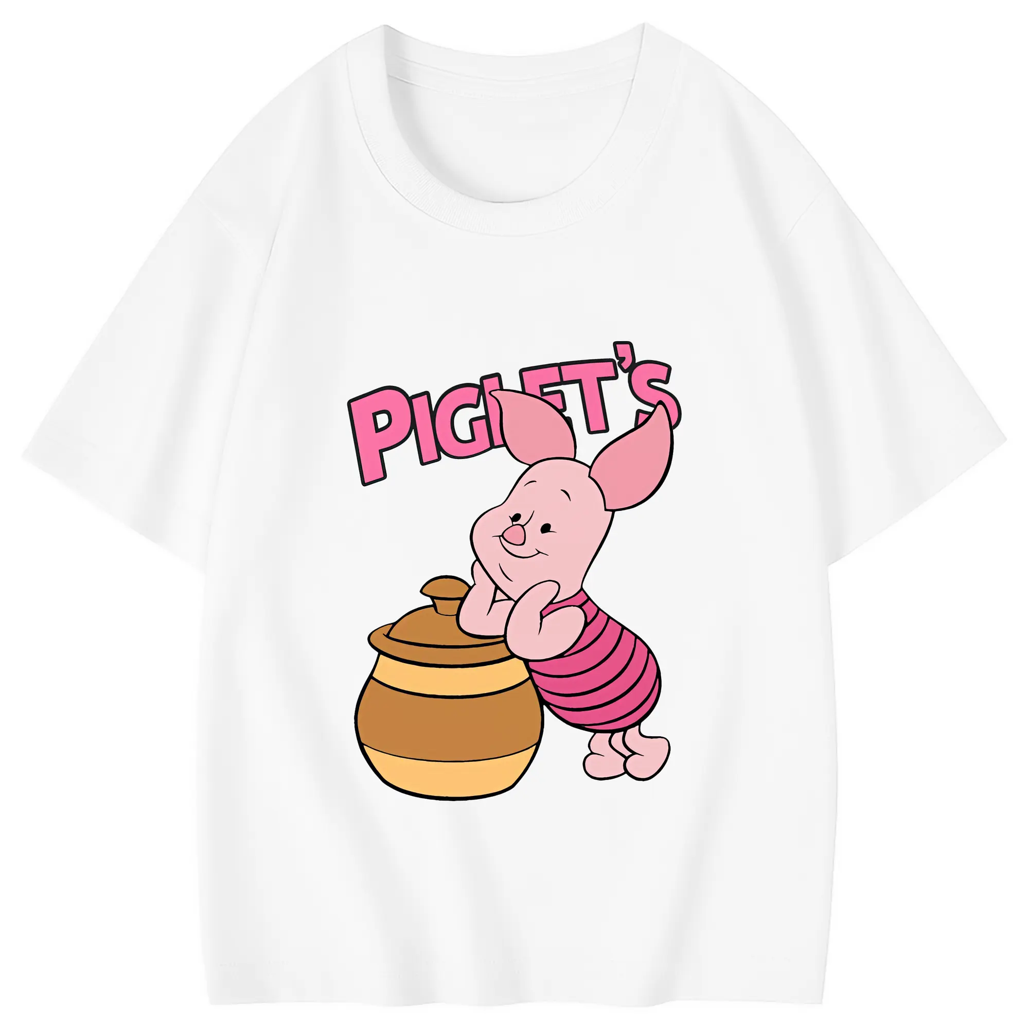 プーさん グッズ ピグレット - 綿100％ キッズTシャツ ・ フロントプリント ・ 快適 通気性 ・ スポーツ カジュアル 散歩用