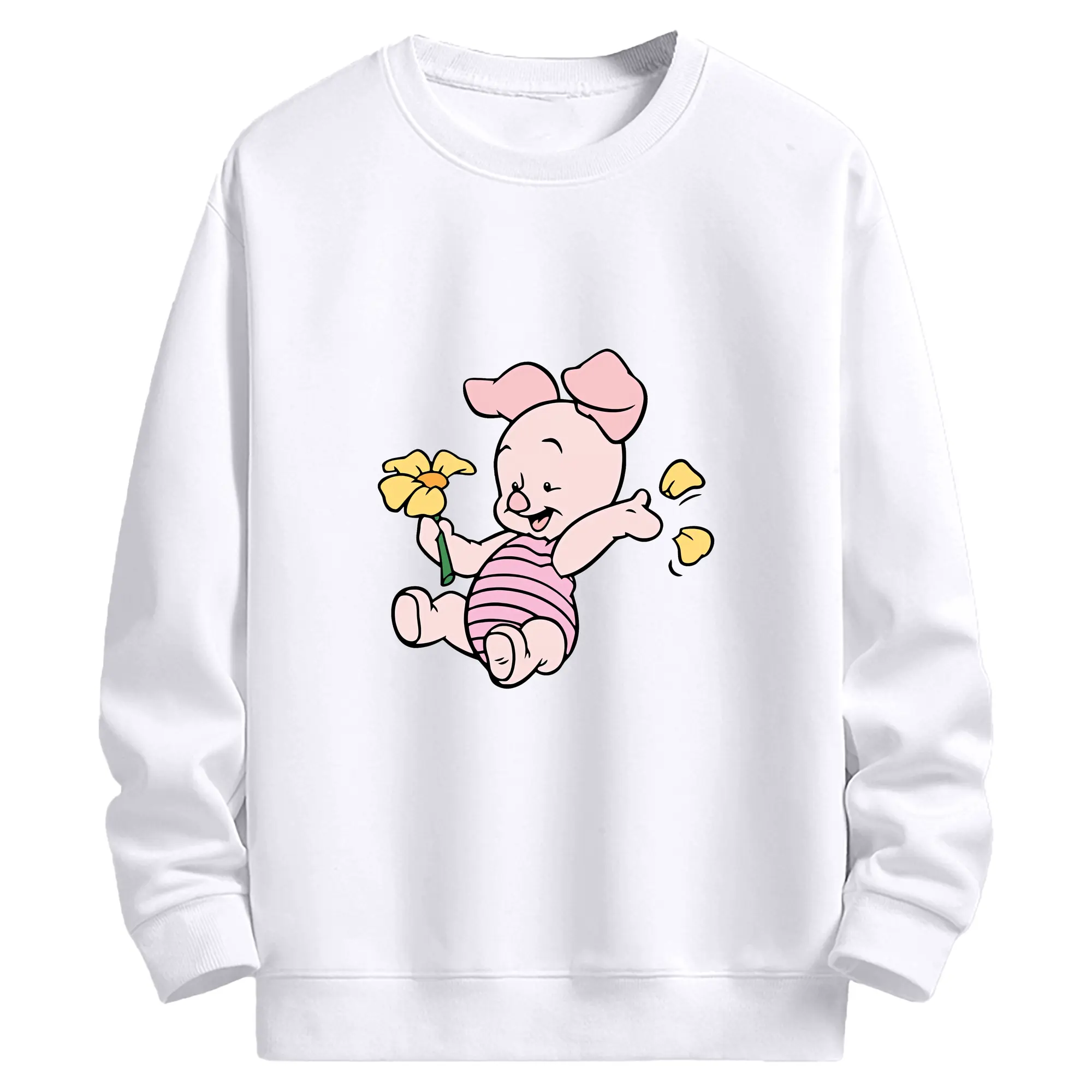 プーさん グッズ ピグレット - 高品質 クルーネック スウェット ・ コットン59％ ポリエステル41％ ・ ユニセックス 長袖 トレーナー ・ カジュアル デイリー スポーツ 散歩用