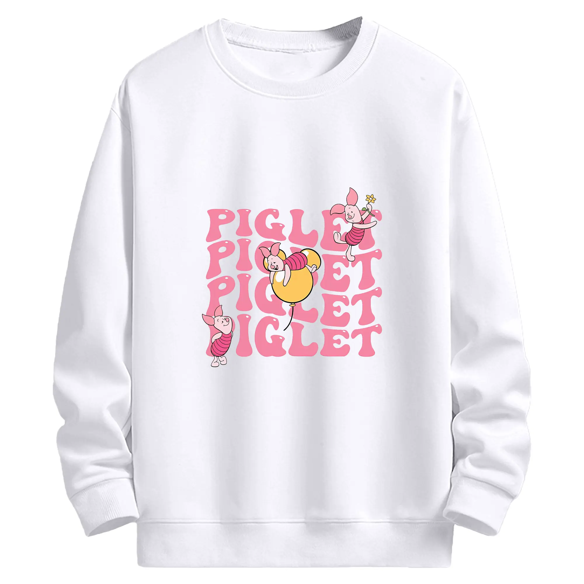 プーさん グッズ ピグレット - 高品質 クルーネック スウェット ・ コットン59％ ポリエステル41％ ・ ユニセックス 長袖 トレーナー ・ カジュアル デイリー スポーツ 散歩用