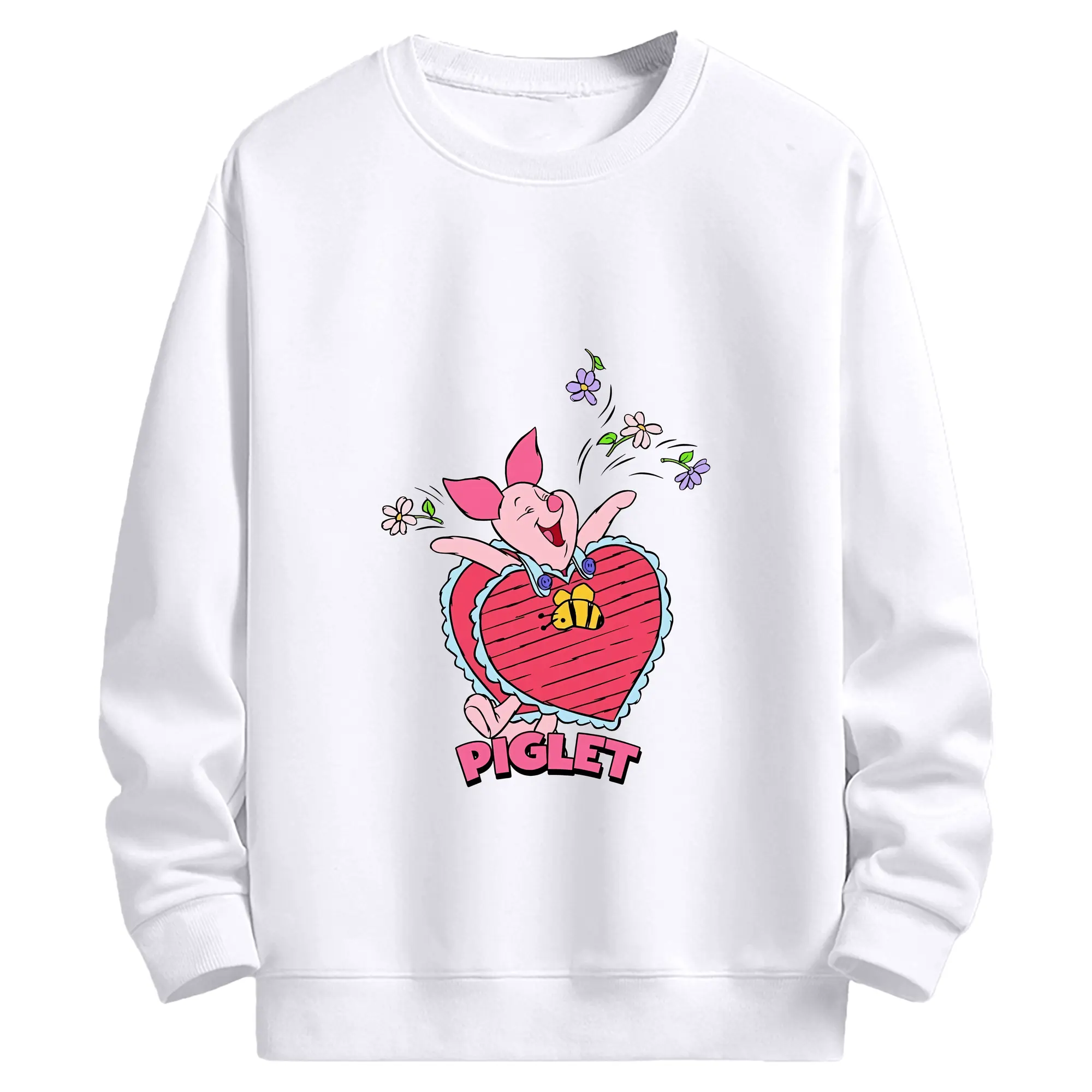 プーさん グッズ ピグレット - 高品質 クルーネック スウェット ・ コットン59％ ポリエステル41％ ・ ユニセックス 長袖 トレーナー ・ カジュアル デイリー スポーツ 散歩用