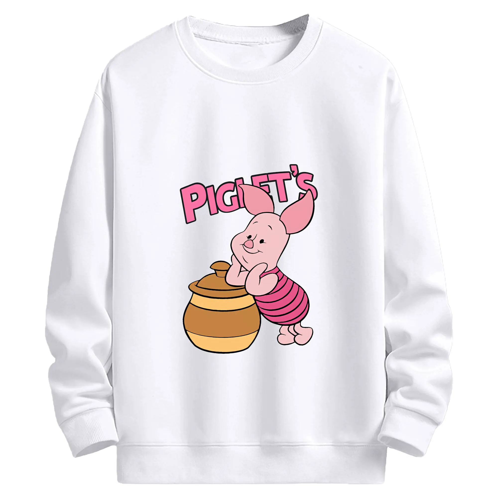 プーさん グッズ ピグレット - 高品質 クルーネック スウェット ・ コットン59％ ポリエステル41％ ・ ユニセックス 長袖 トレーナー ・ カジュアル デイリー スポーツ 散歩用