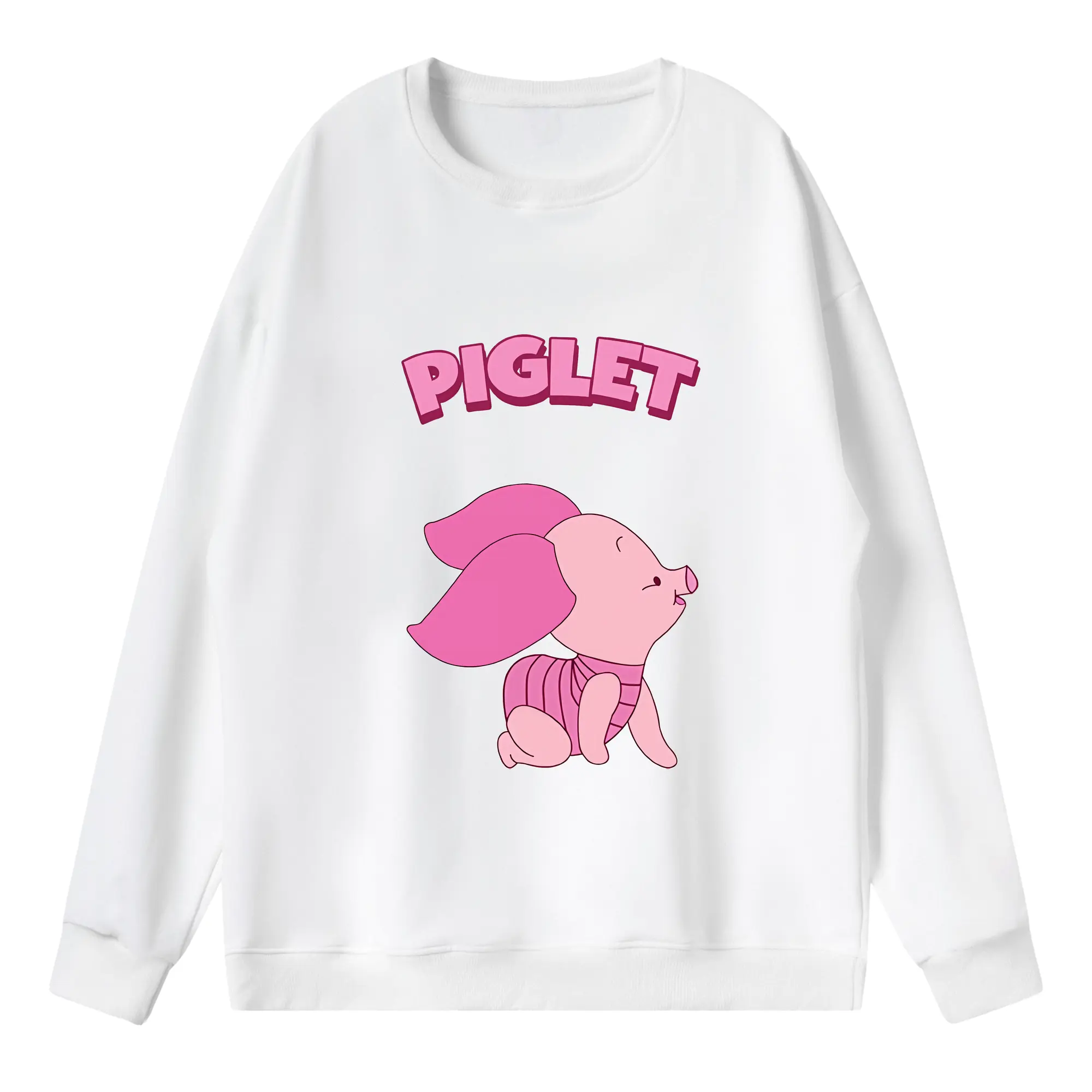 プーさん グッズ ピグレット - 薄手 クルーネック スウェット 裏毛260g · ポリエステル 春秋向け カジュアル 男女兼用 · トレーナー デイリー スポーツ 散歩に最適