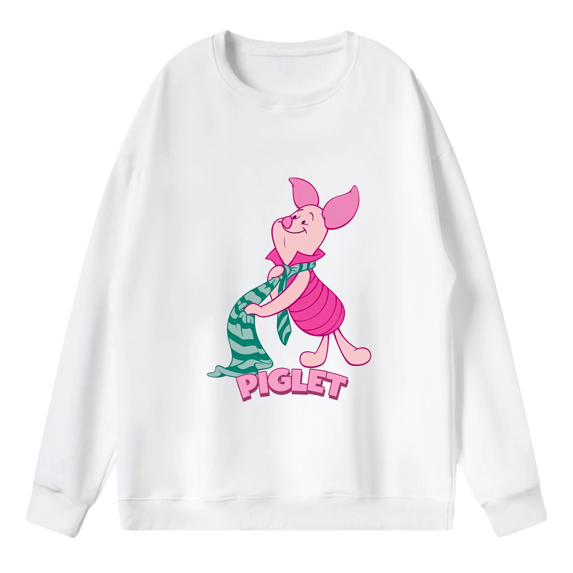 プーさん グッズ ピグレット - 薄手 クルーネック スウェット 裏毛260g · ポリエステル 春秋向け カジュアル 男女兼用 · トレーナー デイリー スポーツ 散歩に最適