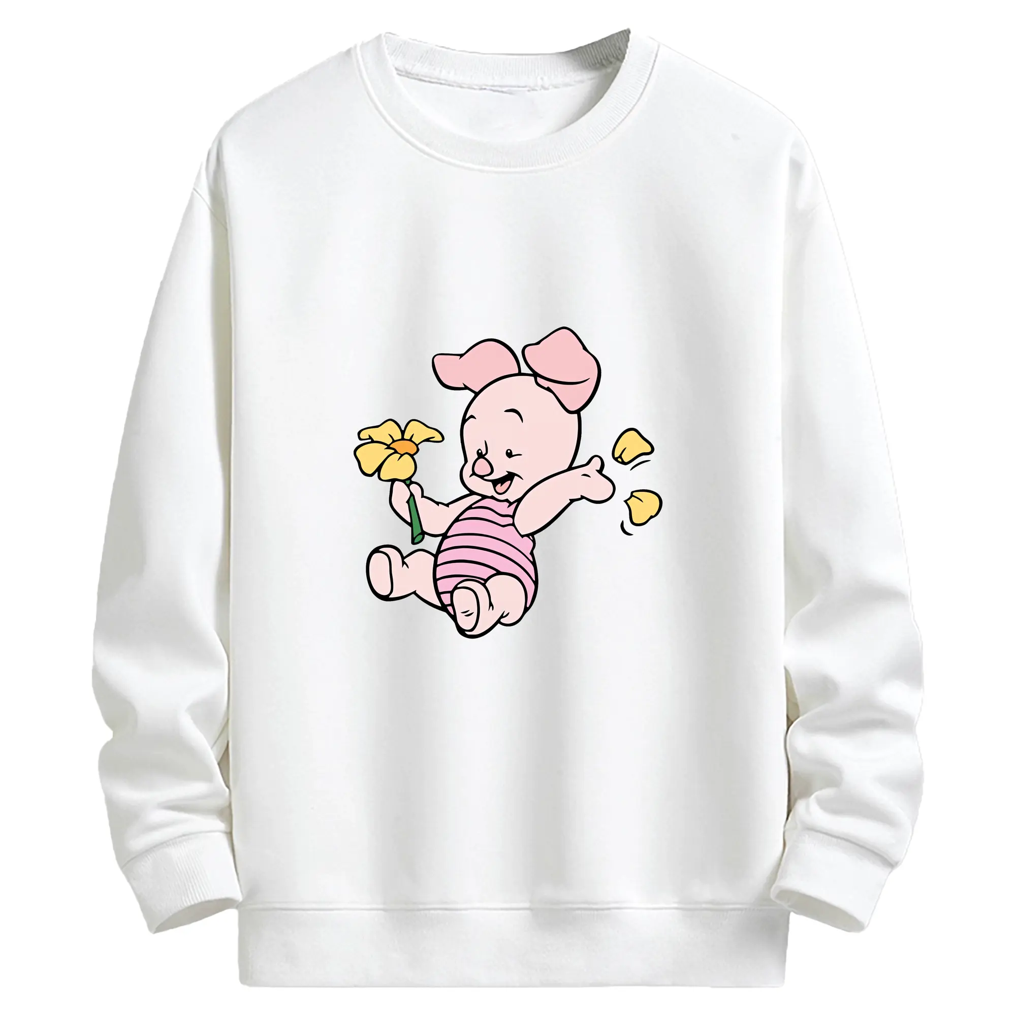 プーさん グッズ ピグレット - キッズ クルーネックスウェットシャツ ・ フロントプリント ・ 綿80％ ポリエステル20％ ・ 快適 通学 スポーツ 日常使い お散歩用