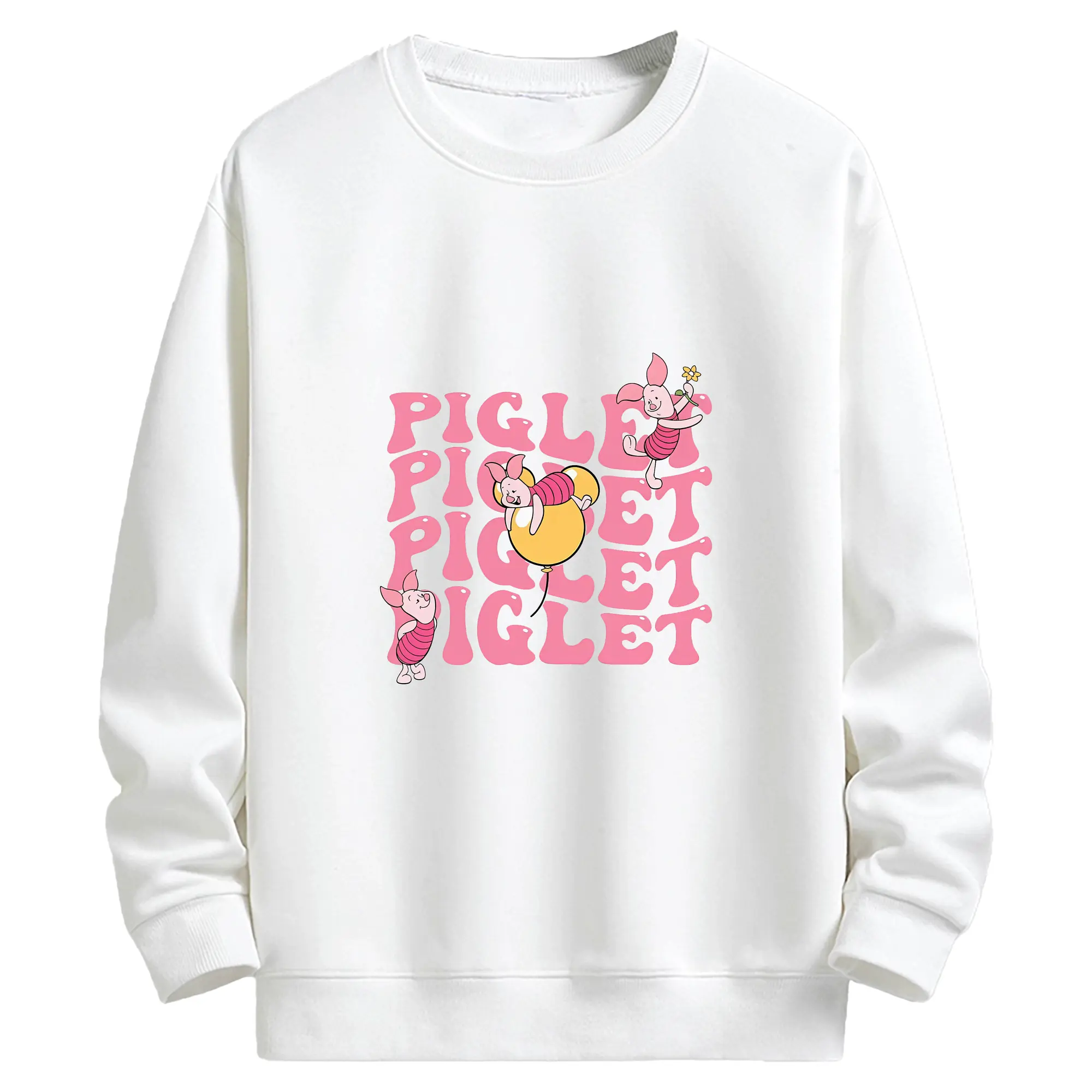 プーさん グッズ ピグレット - キッズ クルーネックスウェットシャツ ・ フロントプリント ・ 綿80％ ポリエステル20％ ・ 快適 通学 スポーツ 日常使い お散歩用