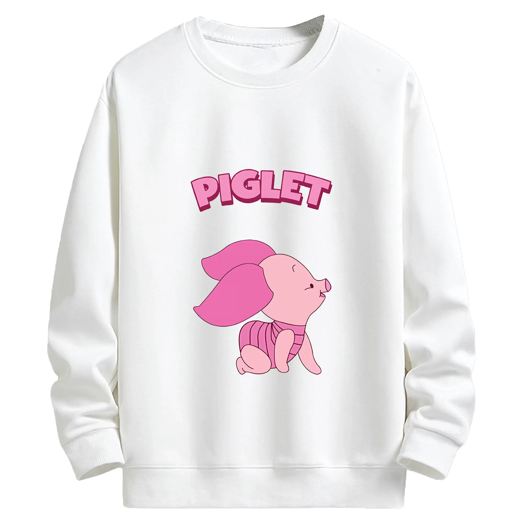 プーさん グッズ ピグレット - キッズ クルーネックスウェットシャツ ・ フロントプリント ・ 綿80％ ポリエステル20％ ・ 快適 通学 スポーツ 日常使い お散歩用