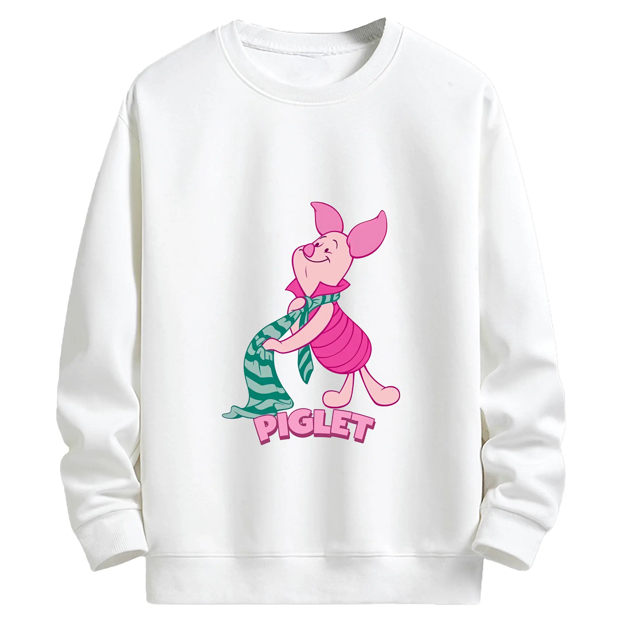 プーさん グッズ ピグレット - キッズ クルーネックスウェットシャツ ・ フロントプリント ・ 綿80％ ポリエステル20％ ・ 快適 通学 スポーツ 日常使い お散歩用