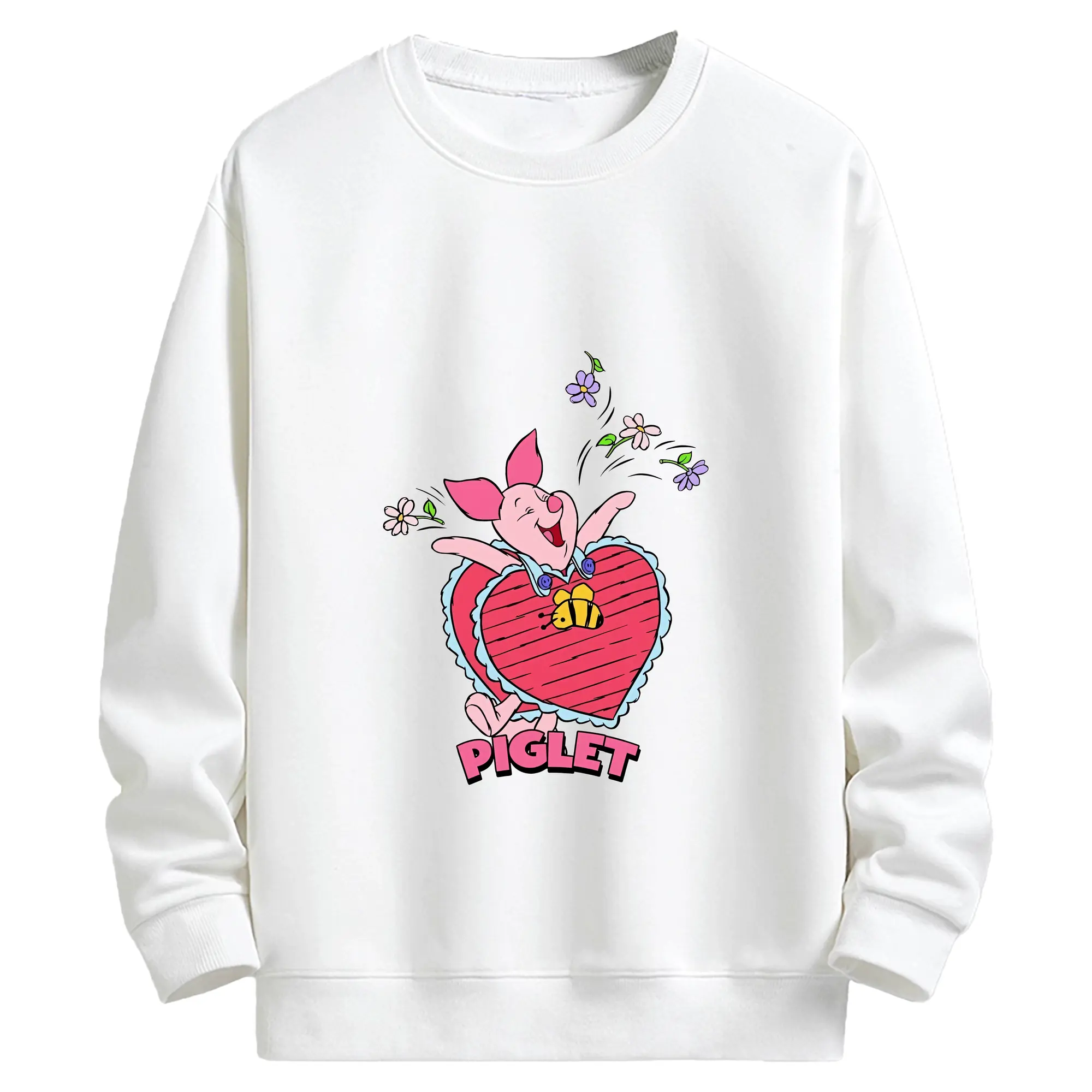 プーさん グッズ ピグレット - キッズ クルーネックスウェットシャツ ・ フロントプリント ・ 綿80％ ポリエステル20％ ・ 快適 通学 スポーツ 日常使い お散歩用