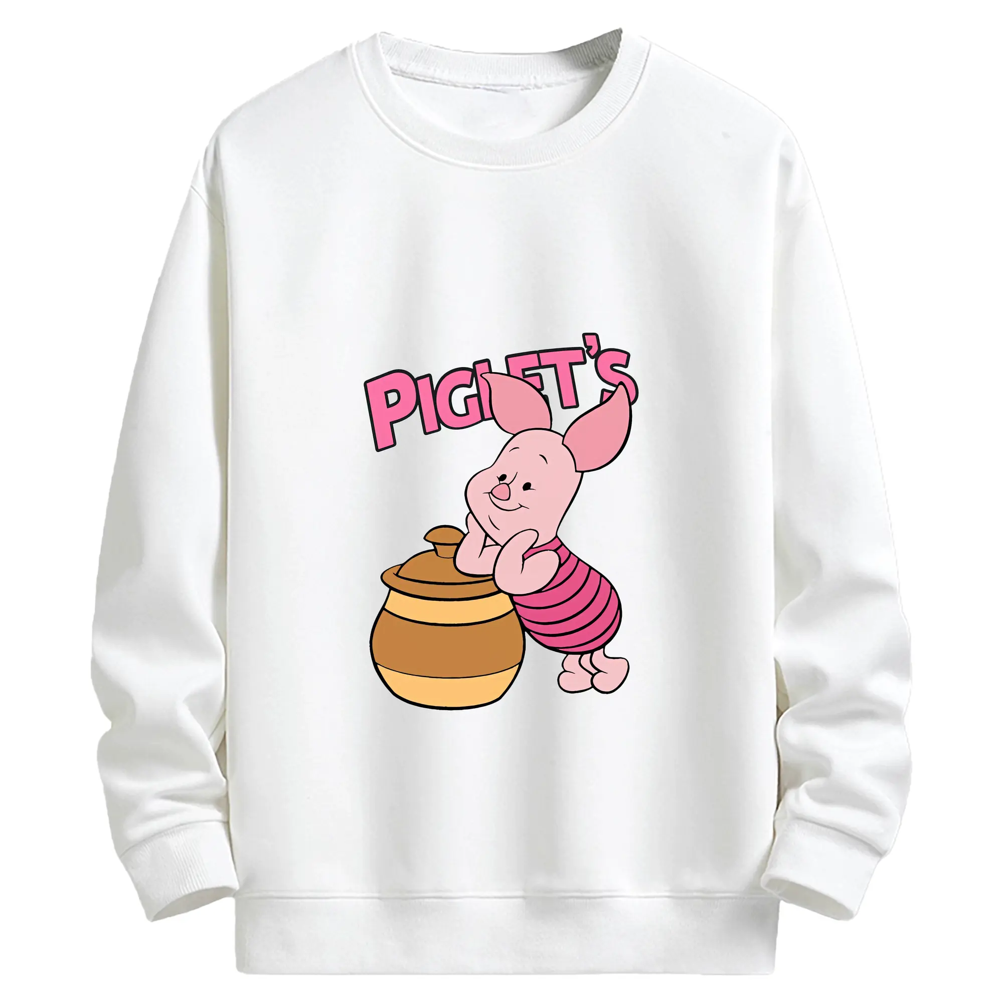 プーさん グッズ ピグレット - キッズ クルーネックスウェットシャツ ・ フロントプリント ・ 綿80％ ポリエステル20％ ・ 快適 通学 スポーツ 日常使い お散歩用