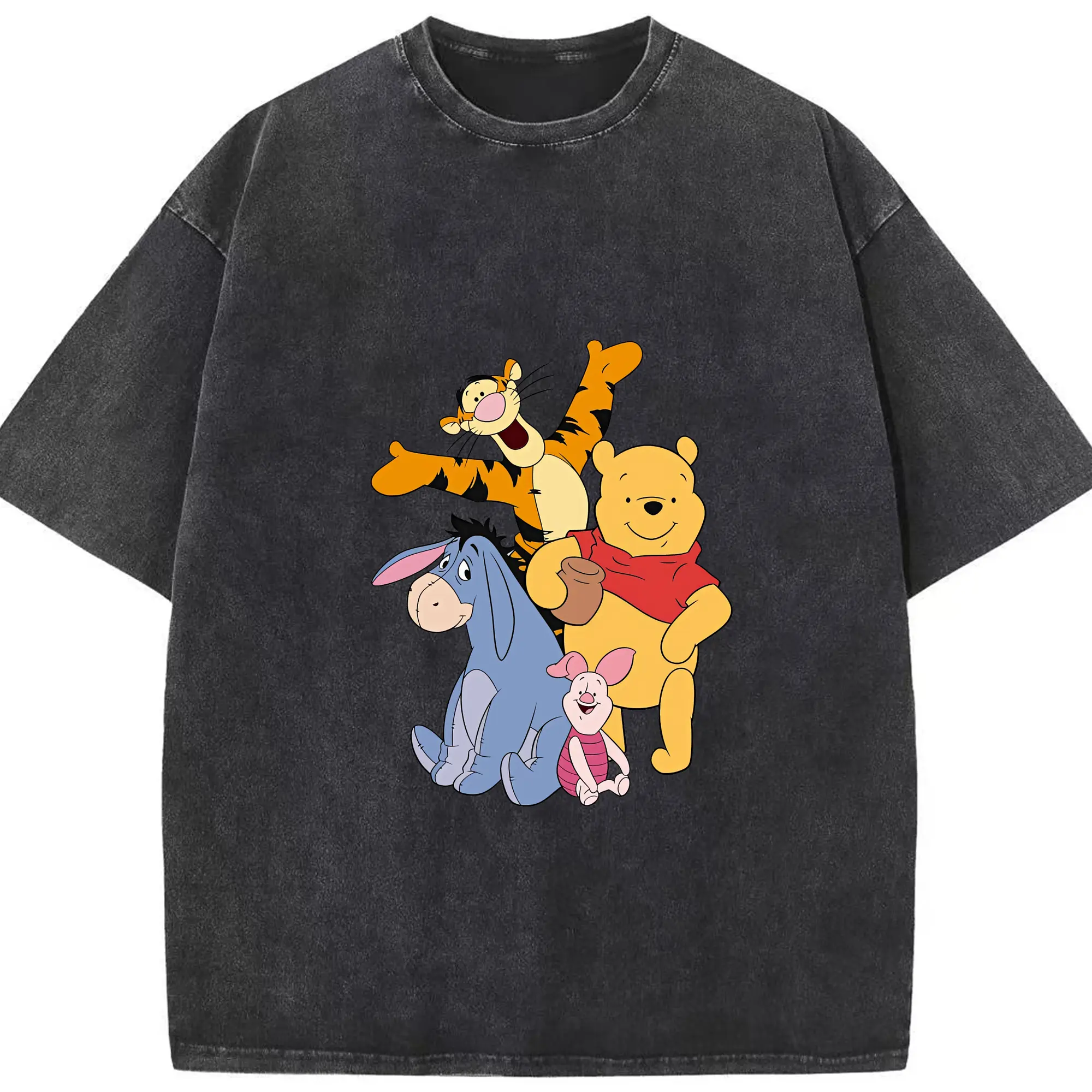 プーさん グッズ ピグレット - 綿100％ ヴィンテージ風 半袖Tシャツ ・ フロントプリント ・ 柔らか肌触り ・ 通気性 快適 ・ スポーツ カジュアル 外出用