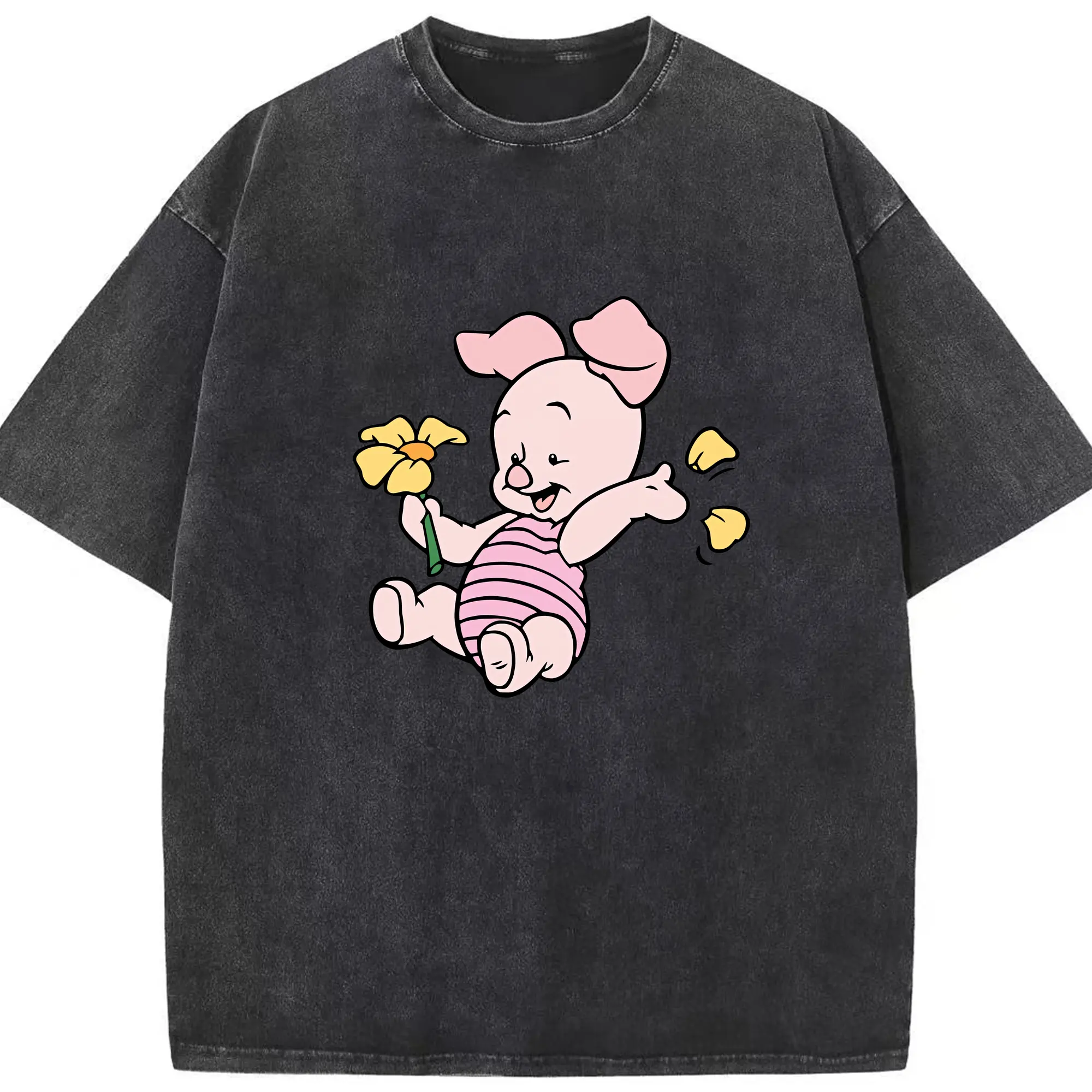 プーさん グッズ ピグレット - 綿100％ ヴィンテージ風 半袖Tシャツ ・ フロントプリント ・ 柔らか肌触り ・ 通気性 快適 ・ スポーツ カジュアル 外出用