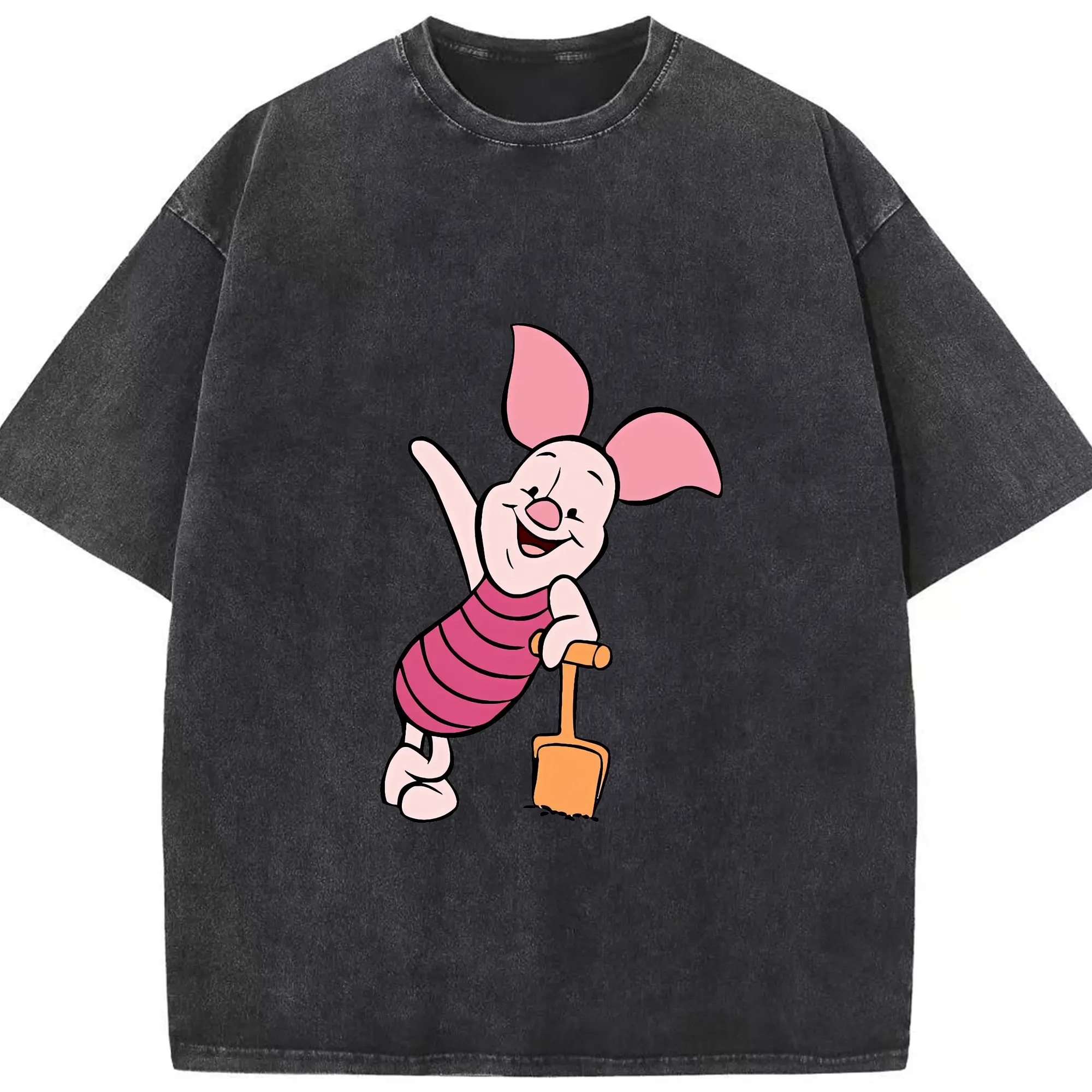 プーさん グッズ ピグレット - 綿100％ ヴィンテージ風 半袖Tシャツ ・ フロントプリント ・ 柔らか肌触り ・ 通気性 快適 ・ スポーツ カジュアル 外出用