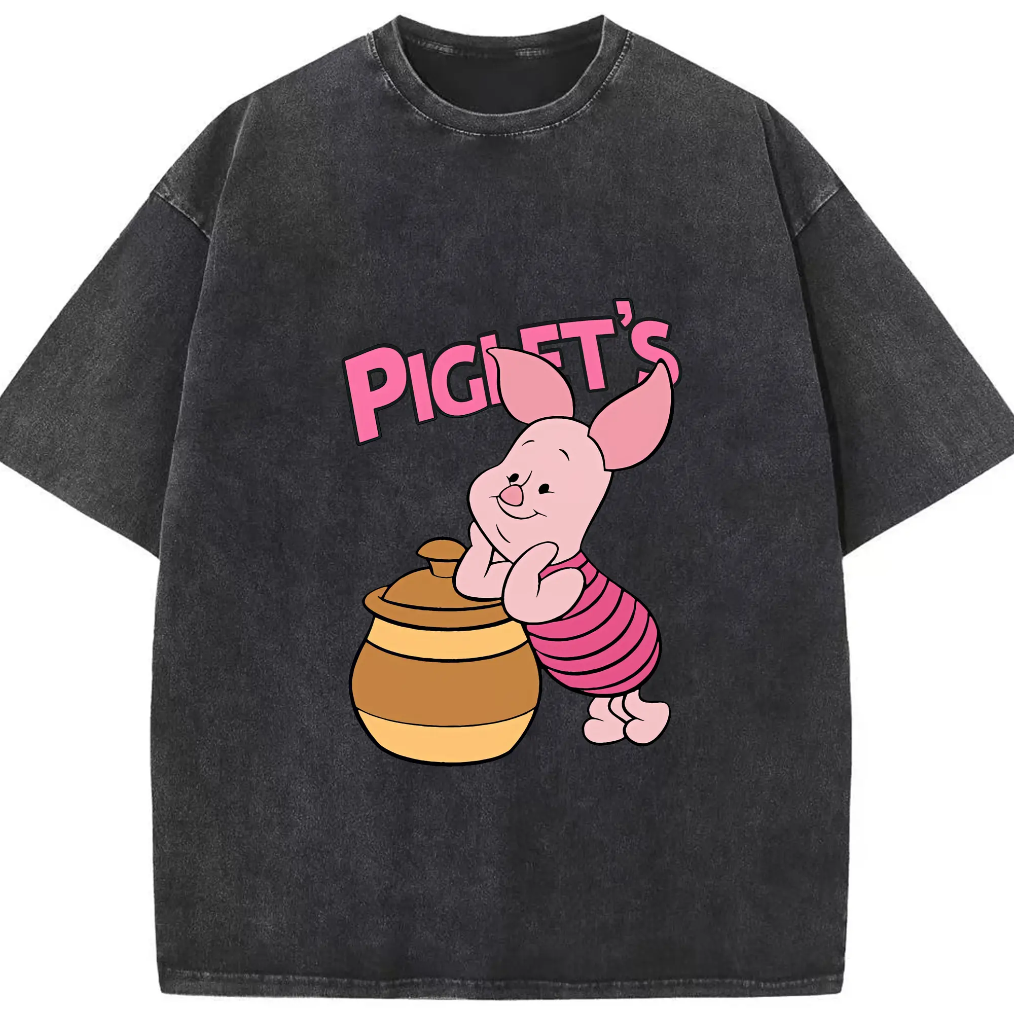 プーさん グッズ ピグレット - 綿100％ ヴィンテージ風 半袖Tシャツ ・ フロントプリント ・ 柔らか肌触り ・ 通気性 快適 ・ スポーツ カジュアル 外出用