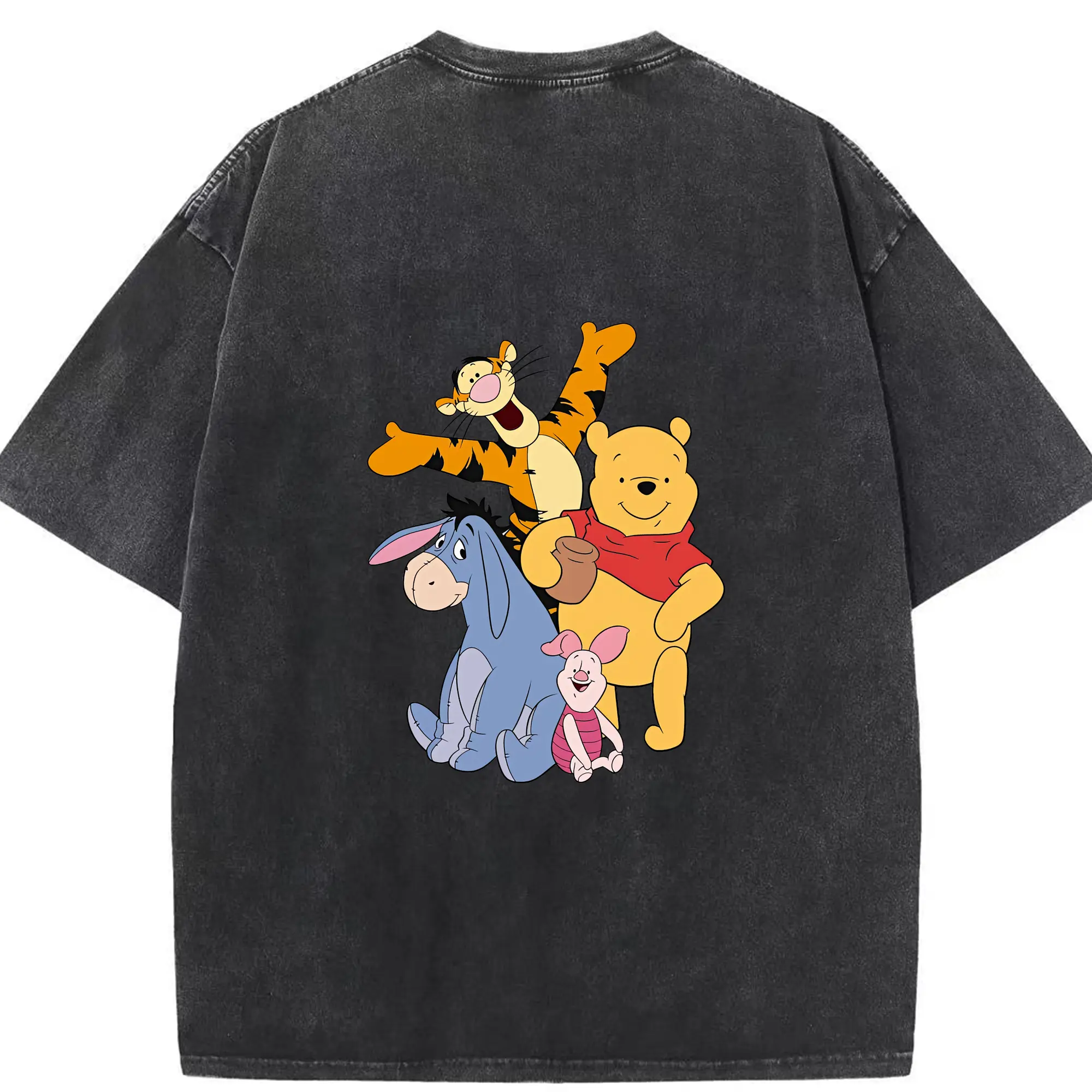 プーさん グッズ ピグレット - 綿100％ ヴィンテージ風 半袖Tシャツ ・ 背面プリント ・ 柔らか肌触り ・ 通気性 快適 ・ スポーツ カジュアル 外出用