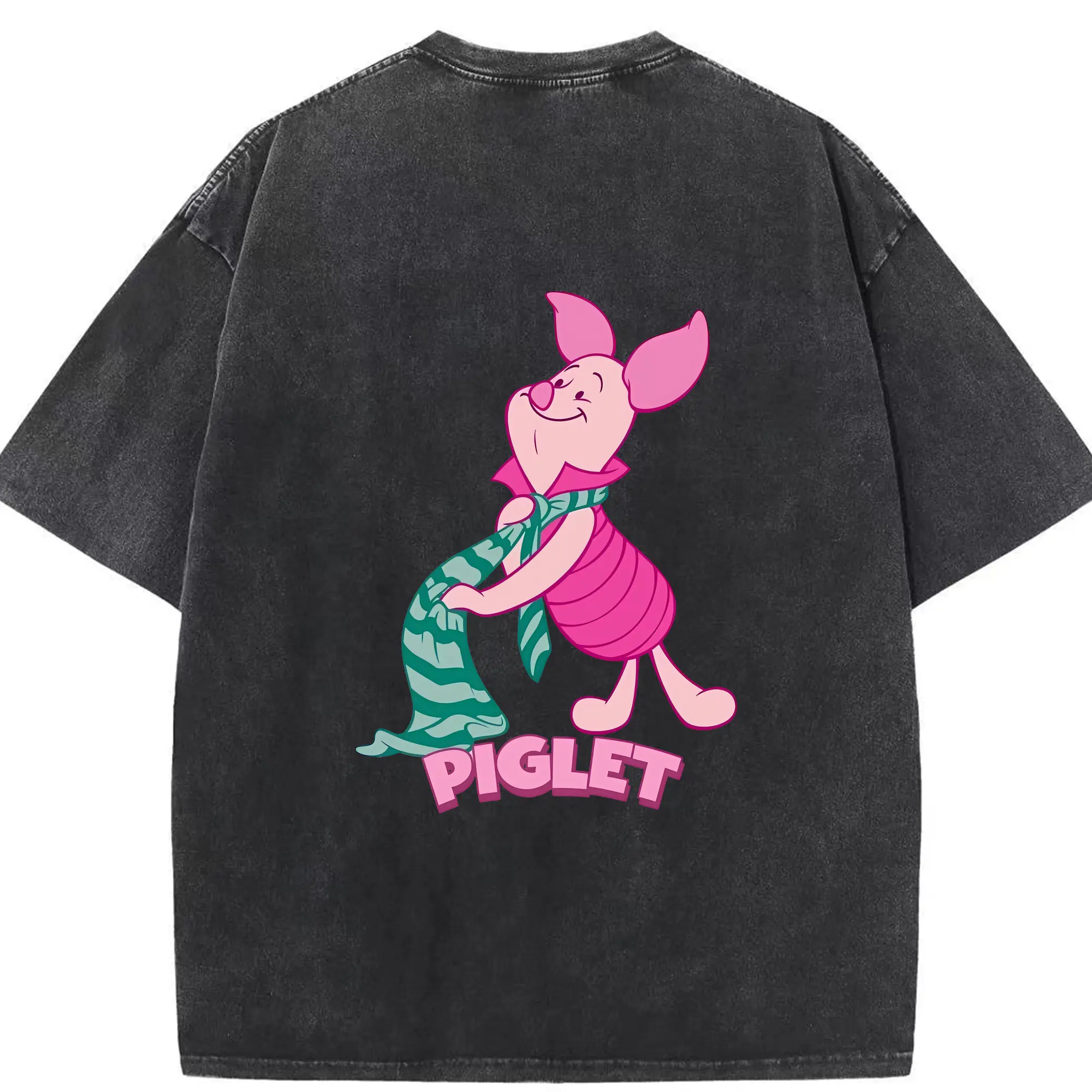 プーさん グッズ ピグレット - 綿100％ ヴィンテージ風 半袖Tシャツ ・ 背面プリント ・ 柔らか肌触り ・ 通気性 快適 ・ スポーツ カジュアル 外出用