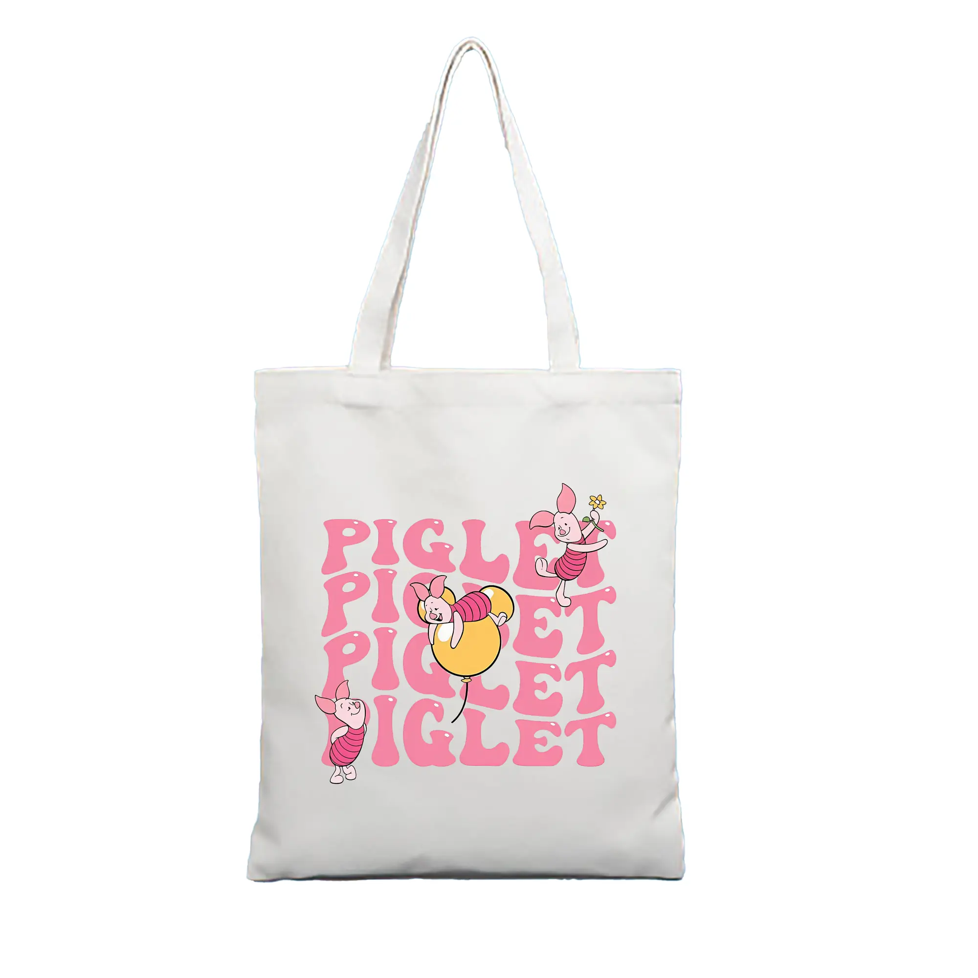 プーさん グッズ ピグレット - 縦型キャンバス手提げバッグ（トートバッグ） ・ キャンバス素材 ・ ショッピング用 ・ 軽量 丈夫 お手入れ簡単