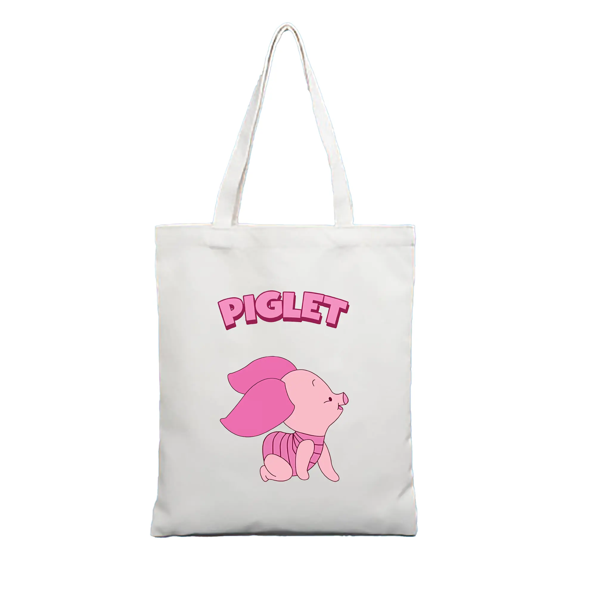 プーさん グッズ ピグレット - 縦型キャンバス手提げバッグ（トートバッグ） ・ キャンバス素材 ・ ショッピング用 ・ 軽量 丈夫 お手入れ簡単