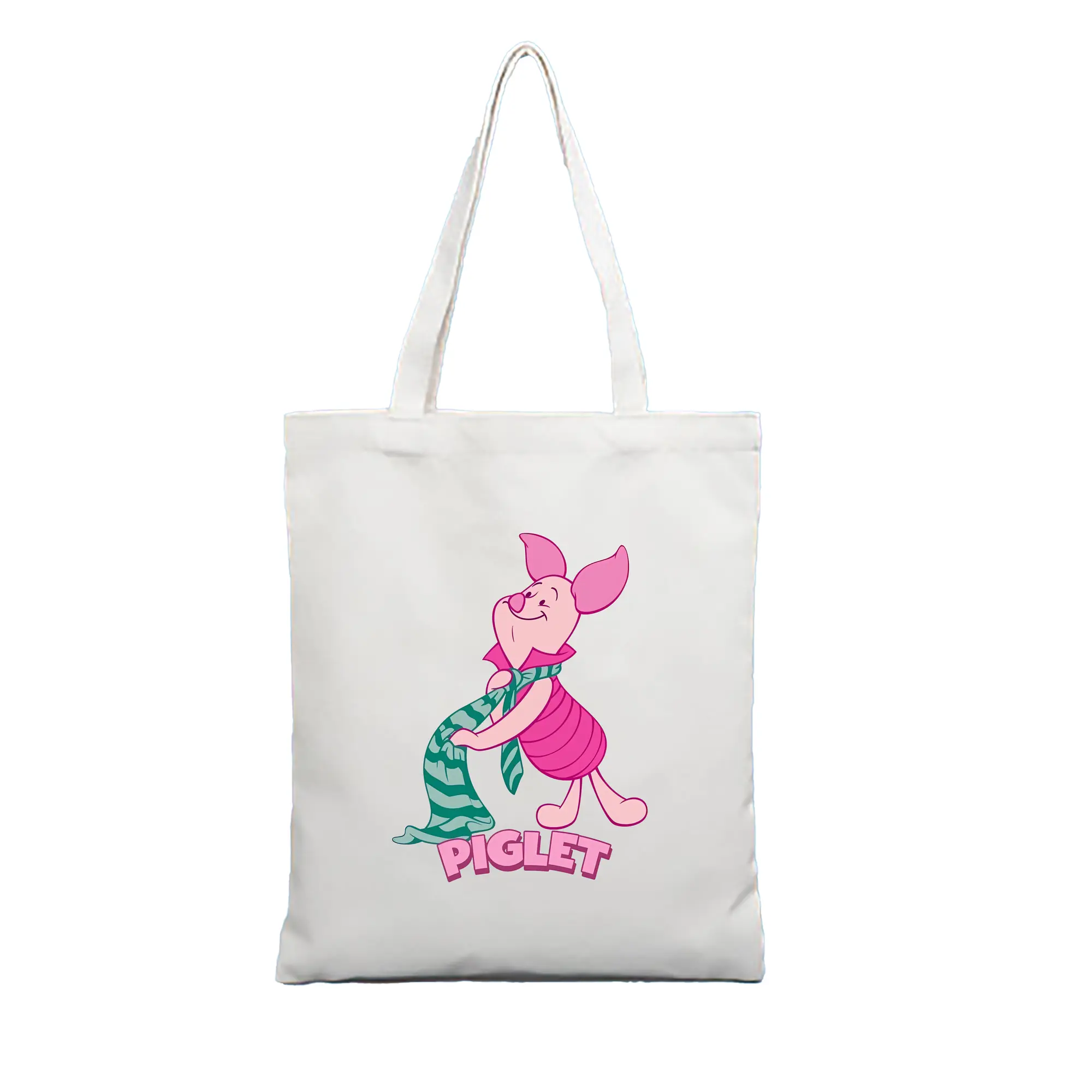 プーさん グッズ ピグレット - 縦型キャンバス手提げバッグ（トートバッグ） ・ キャンバス素材 ・ ショッピング用 ・ 軽量 丈夫 お手入れ簡単