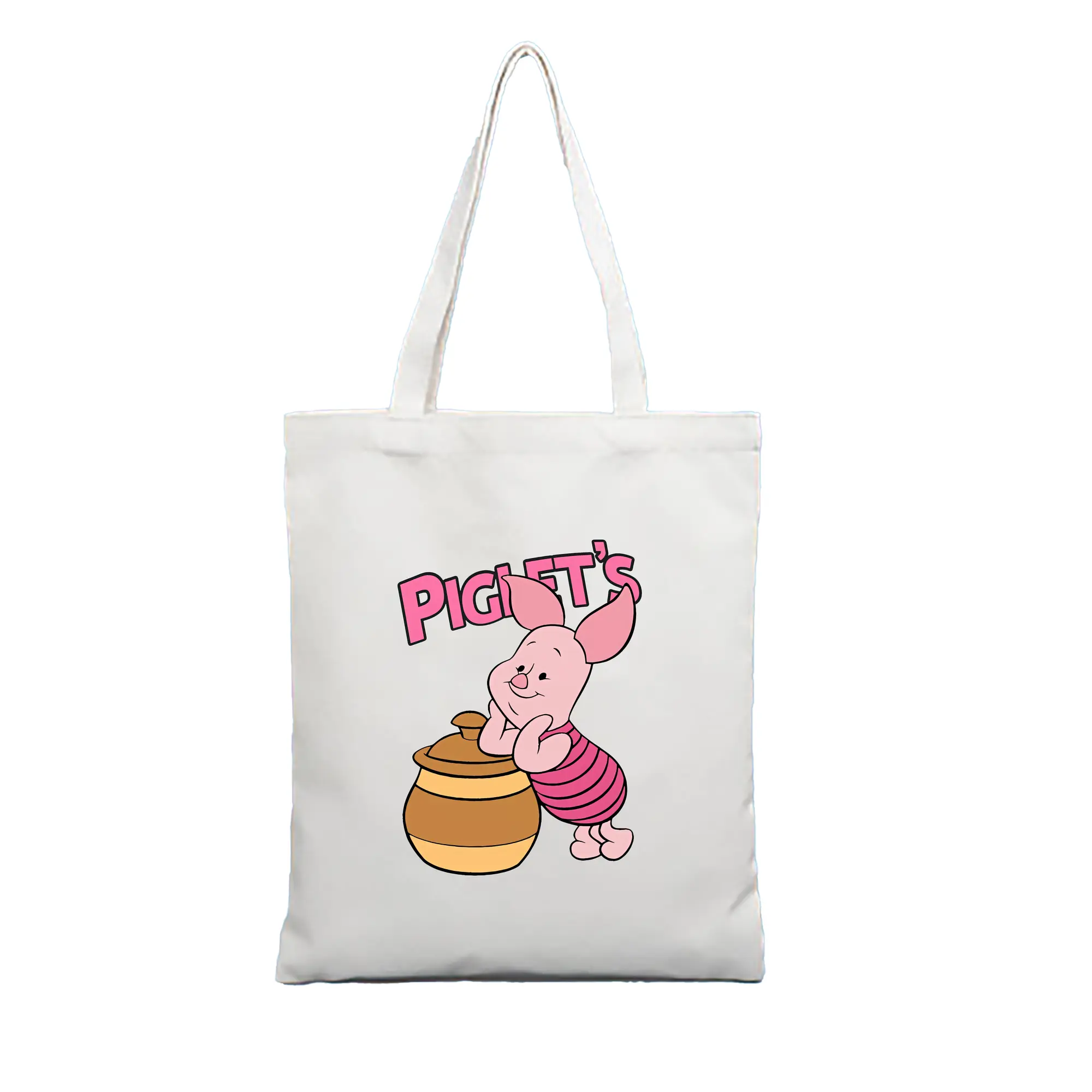 プーさん グッズ ピグレット - 縦型キャンバス手提げバッグ（トートバッグ） ・ キャンバス素材 ・ ショッピング用 ・ 軽量 丈夫 お手入れ簡単