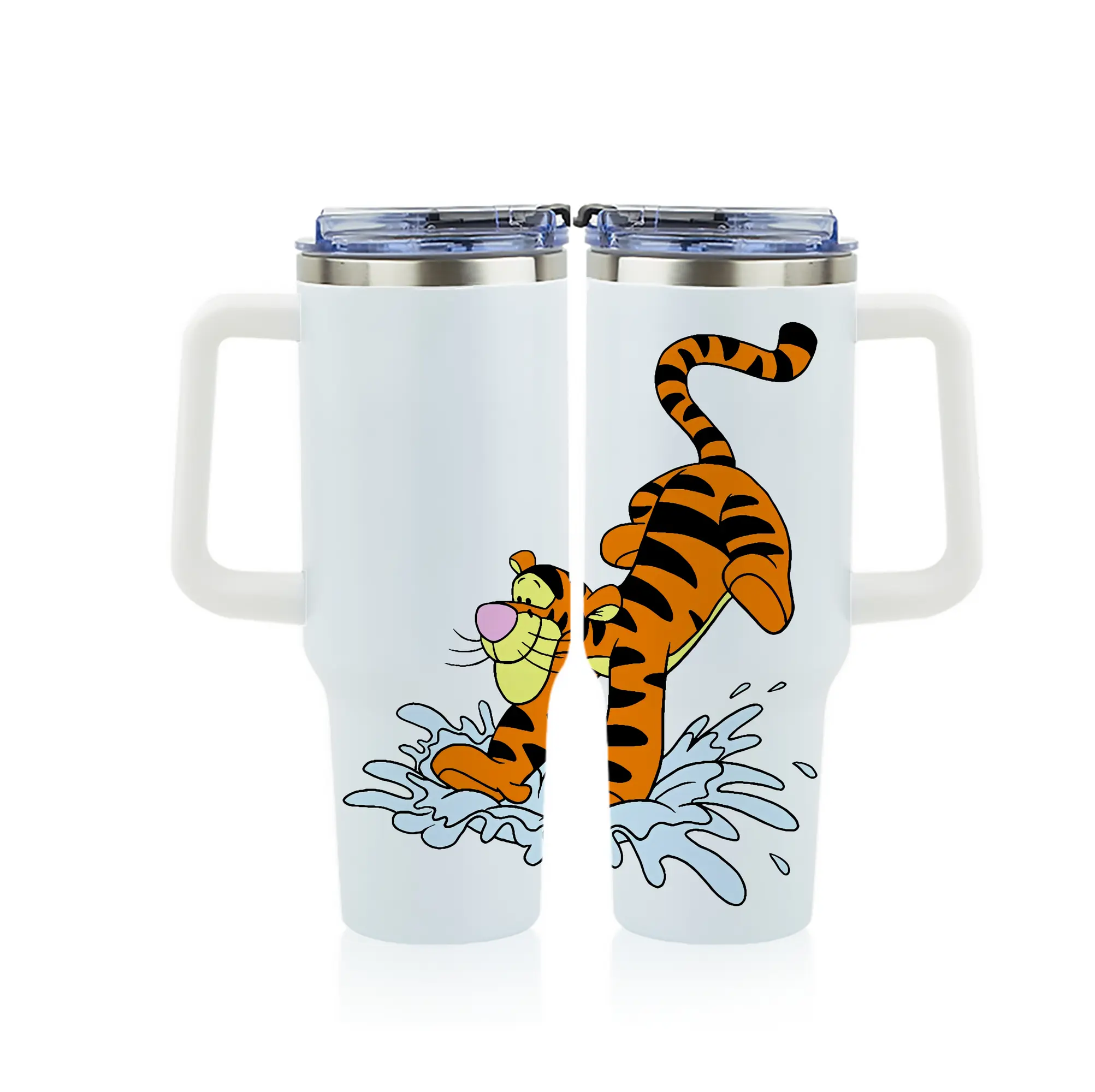 プーさん グッズ ティガー - 1200mL フルプリント車用タンブラー ・ 304ステンレス 内側 ・ 201ステンレス 外側 ・ 保温 保冷 ・ 通勤 ドライブ アウトドア用