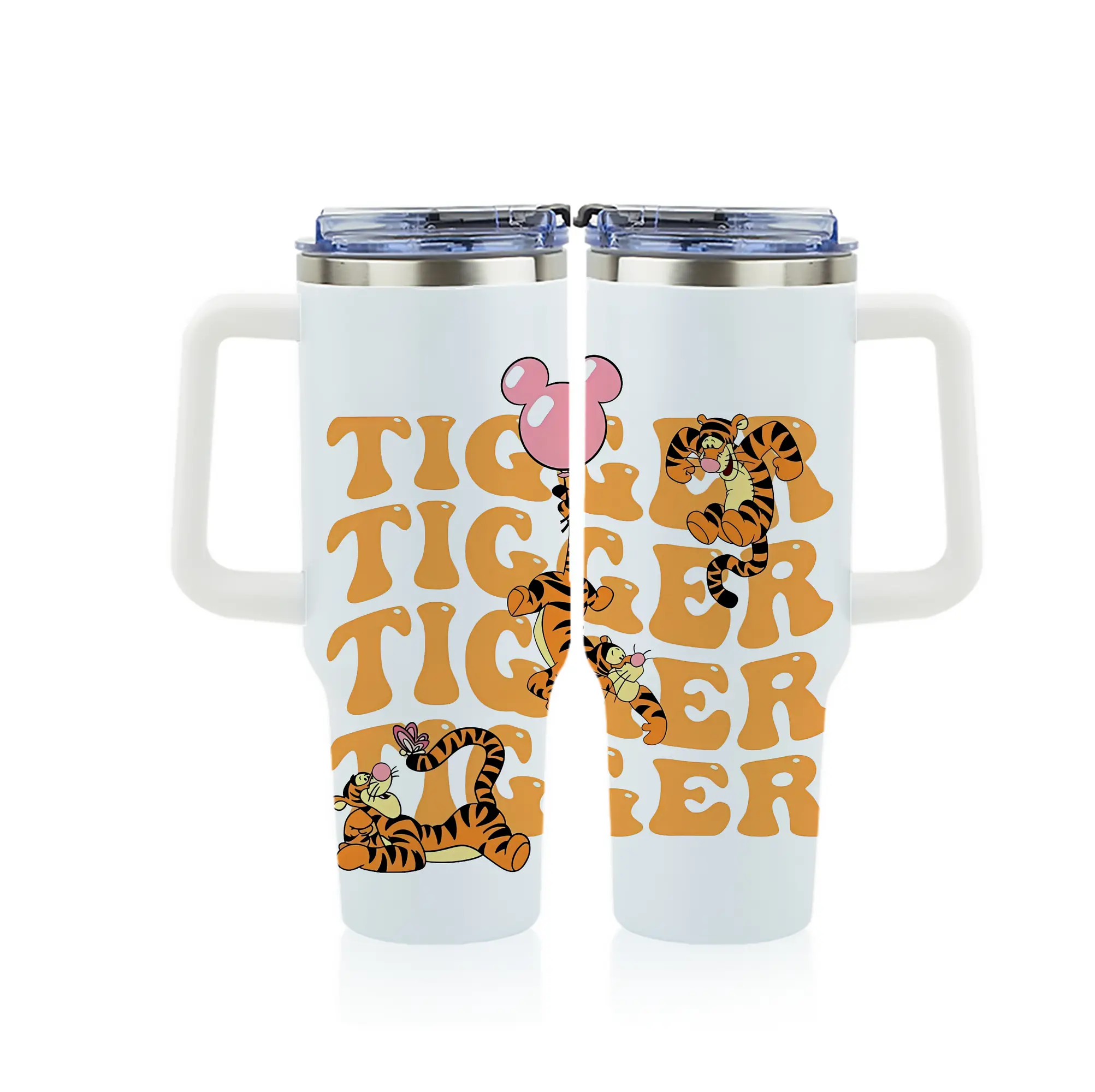 プーさん グッズ ティガー - 1200mL フルプリント車用タンブラー ・ 304ステンレス 内側 ・ 201ステンレス 外側 ・ 保温 保冷 ・ 通勤 ドライブ アウトドア用