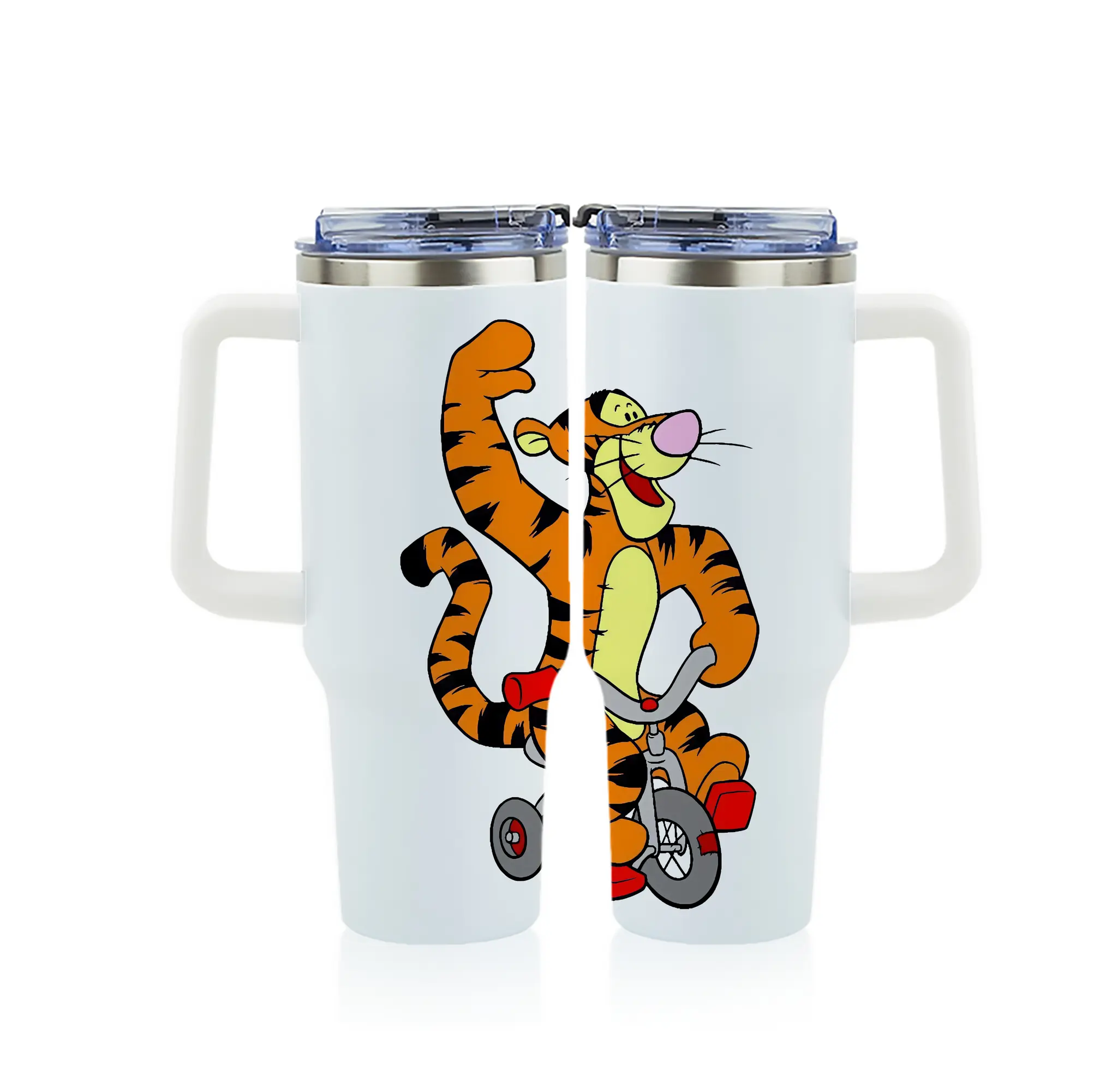 プーさん グッズ ティガー - 1200mL フルプリント車用タンブラー ・ 304ステンレス 内側 ・ 201ステンレス 外側 ・ 保温 保冷 ・ 通勤 ドライブ アウトドア用