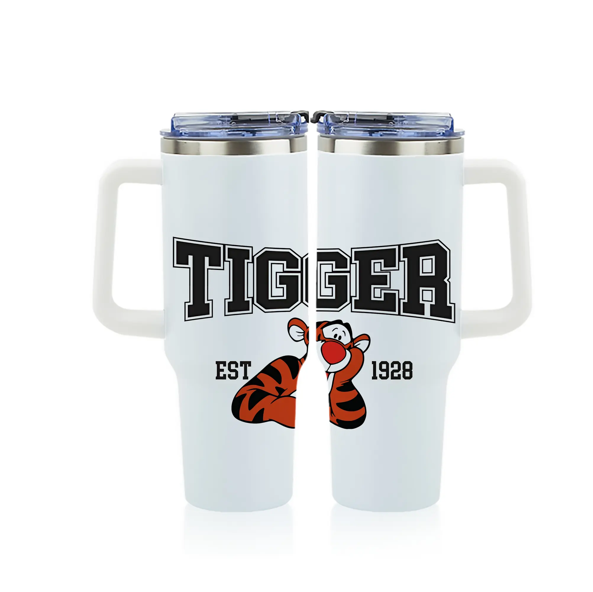 プーさん グッズ ティガー - 1200mL フルプリント車用タンブラー ・ 304ステンレス 内側 ・ 201ステンレス 外側 ・ 保温 保冷 ・ 通勤 ドライブ アウトドア用
