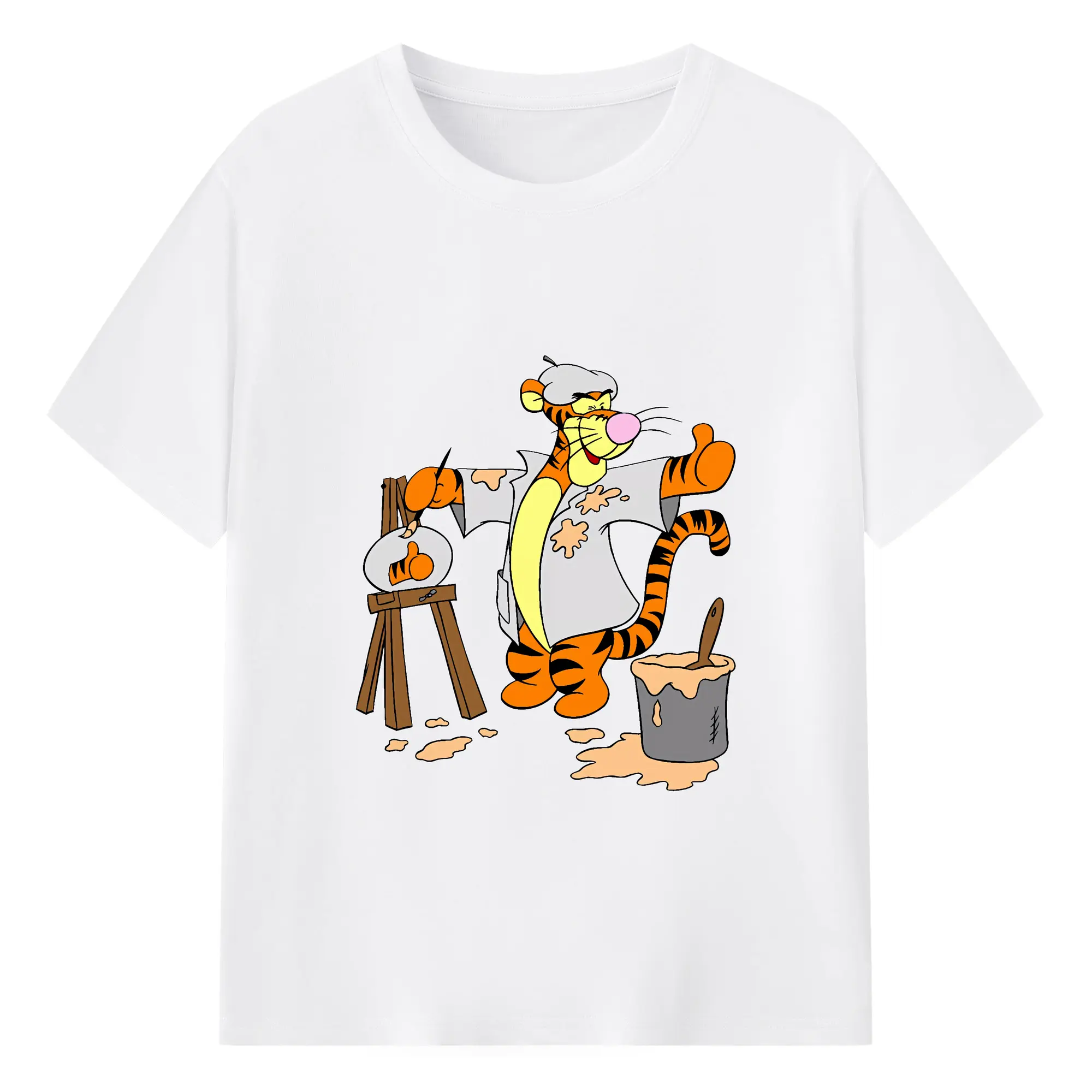 プーさん グッズ ティガー - 綿100％ 半袖Tシャツ ・ フロントプリント ・ 快適 通気性 ・ 日常使い 散歩 スポーツ用