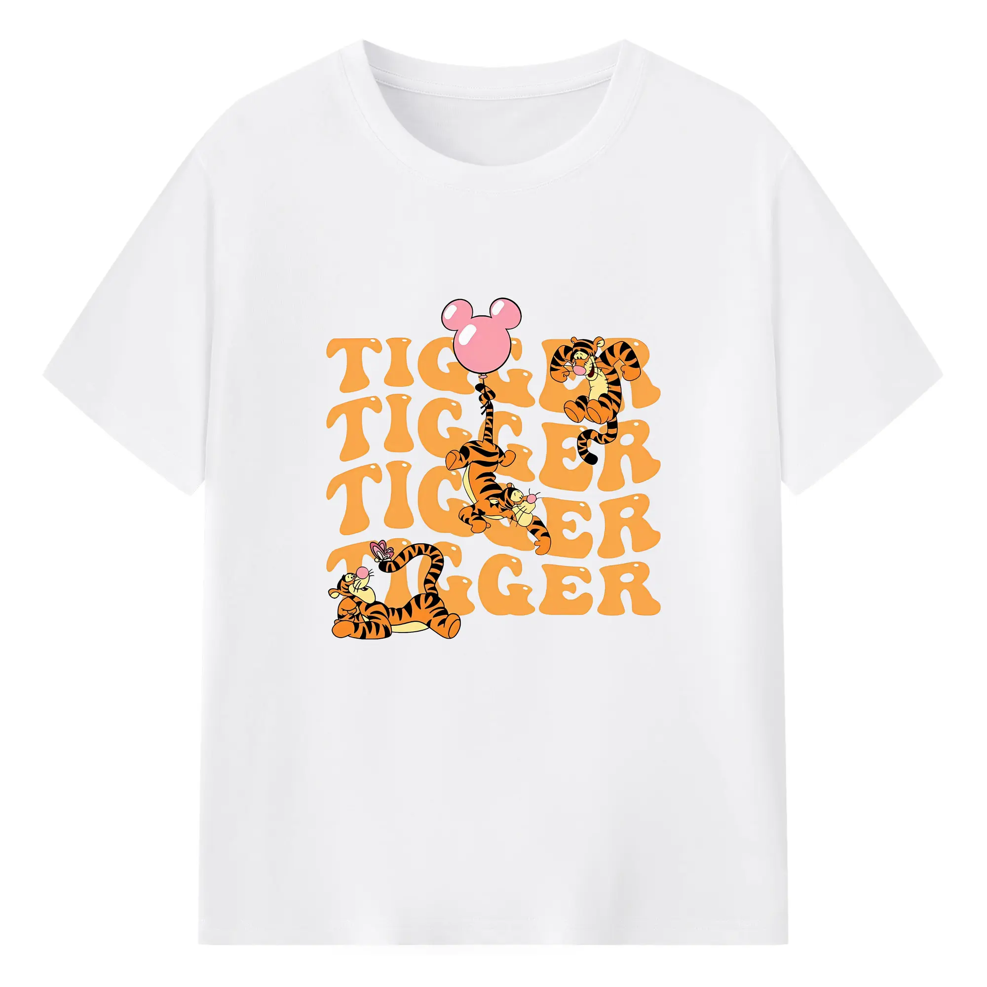 プーさん グッズ ティガー - 綿100％ 半袖Tシャツ ・ フロントプリント ・ 快適 通気性 ・ 日常使い 散歩 スポーツ用