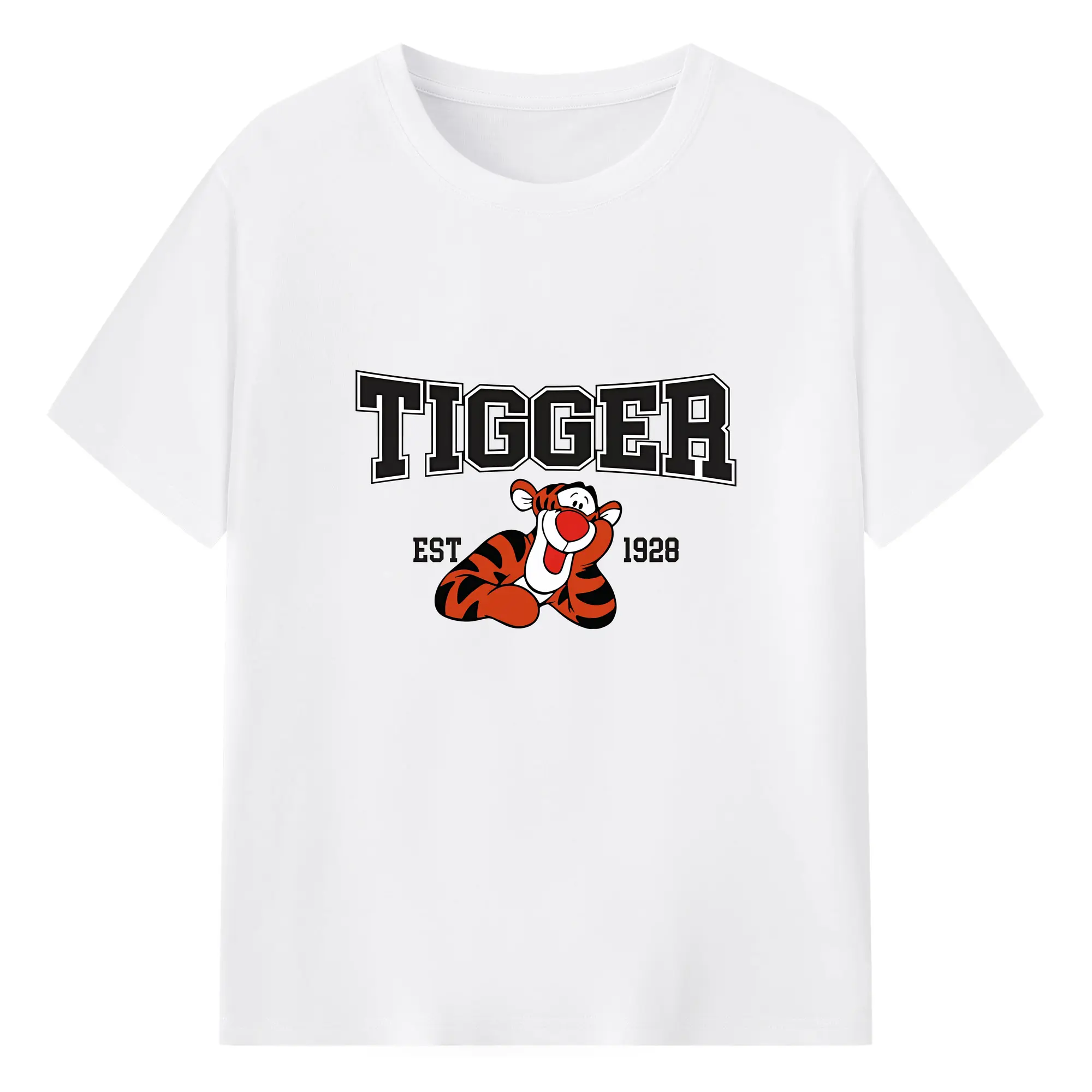 プーさん グッズ ティガー - 綿100％ 半袖Tシャツ ・ フロントプリント ・ 快適 通気性 ・ 日常使い 散歩 スポーツ用