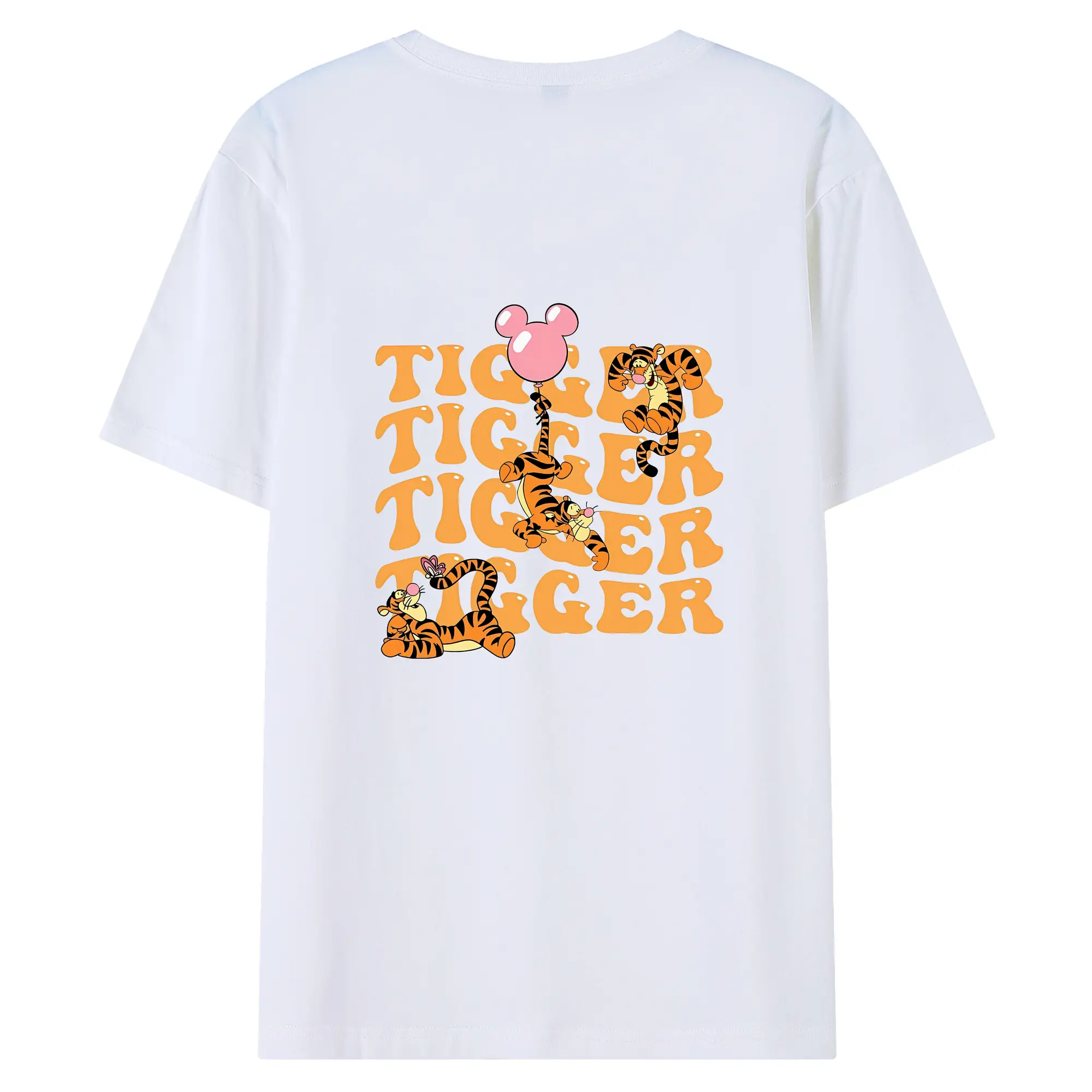 プーさん グッズ ティガー - 綿100％ 半袖Tシャツ ・ バックプリント ・ 快適 通気性 ・ 日常使い 散歩 スポーツ用