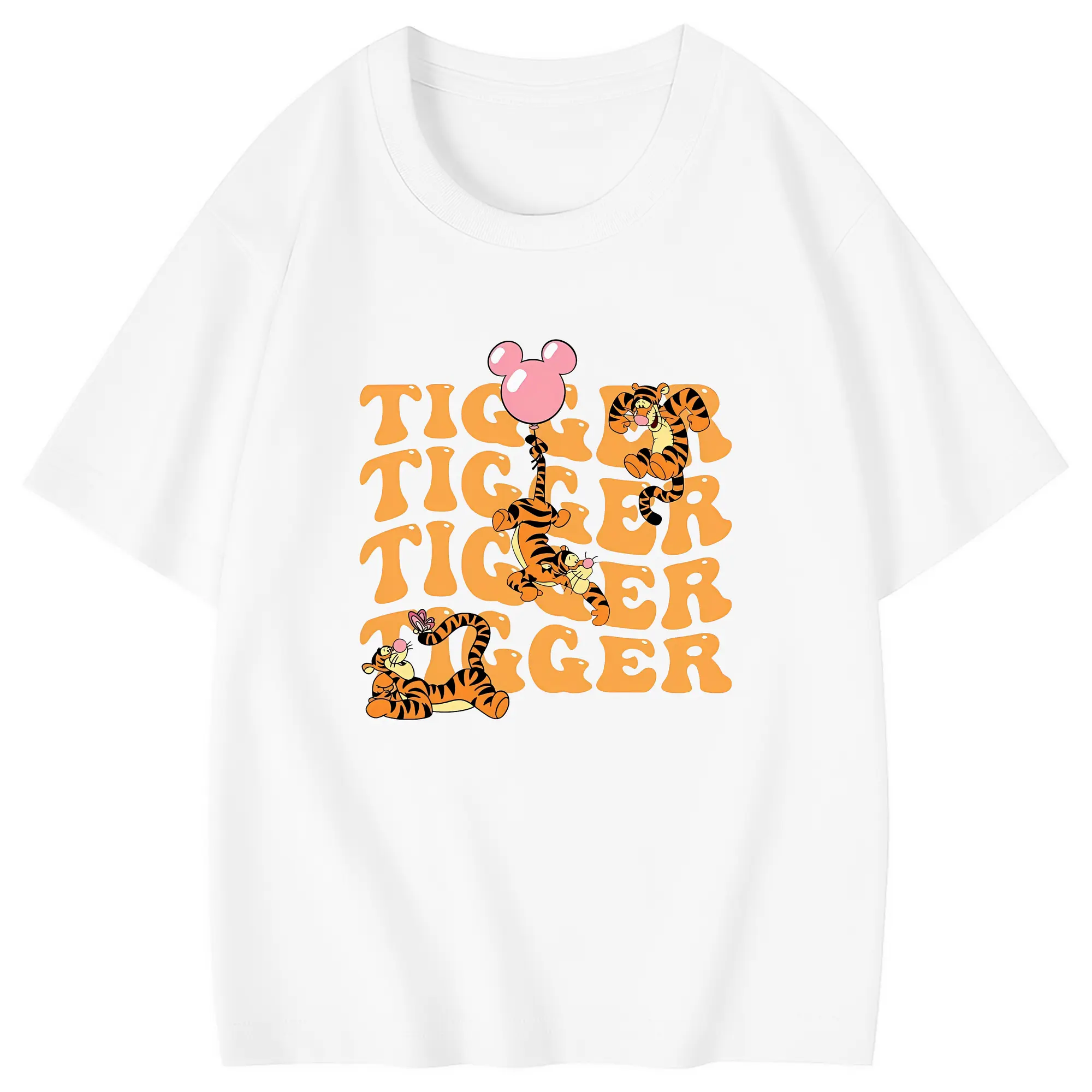 プーさん グッズ ティガー - 綿100％ キッズTシャツ ・ フロントプリント ・ 快適 通気性 ・ スポーツ カジュアル 散歩用