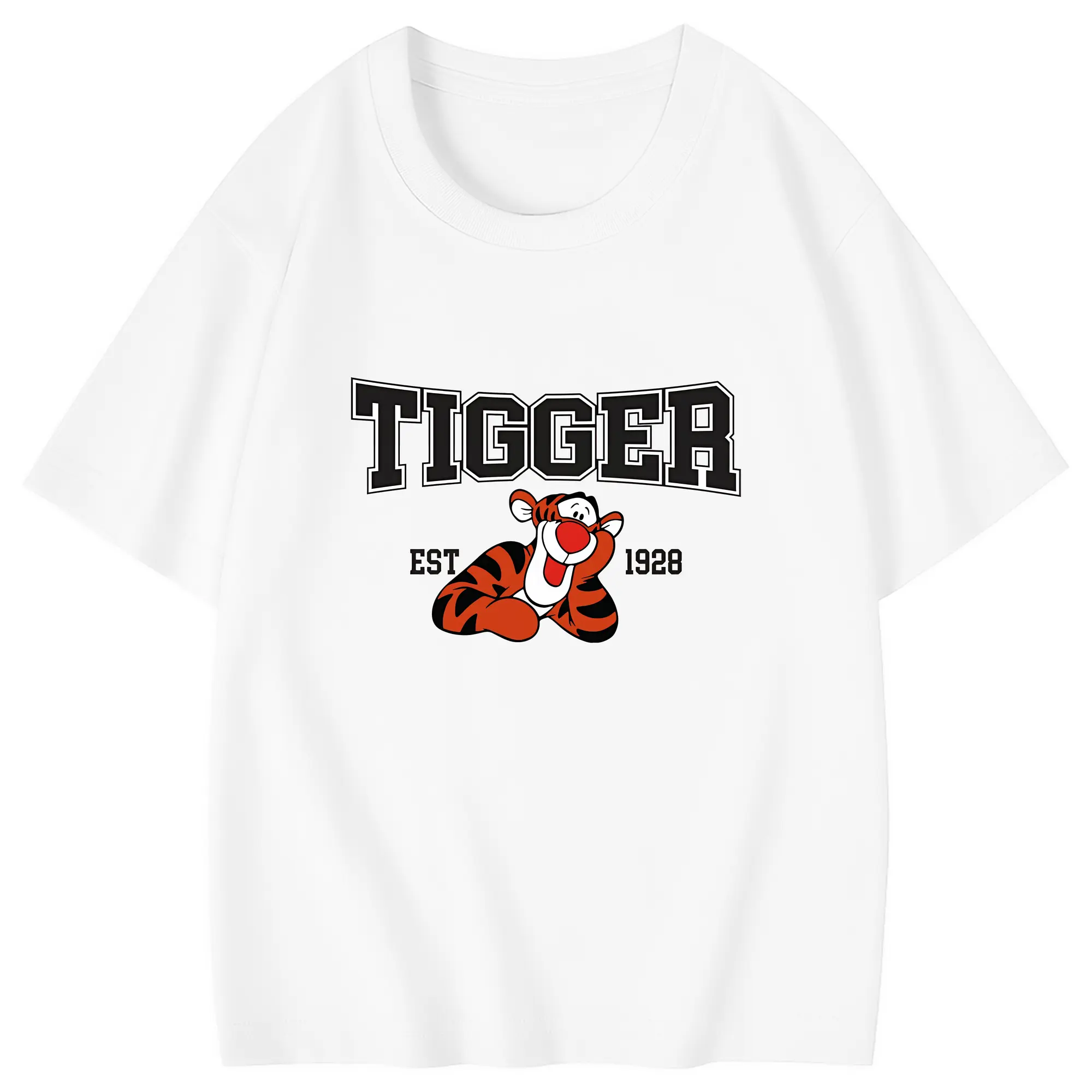 プーさん グッズ ティガー - 綿100％ キッズTシャツ ・ フロントプリント ・ 快適 通気性 ・ スポーツ カジュアル 散歩用