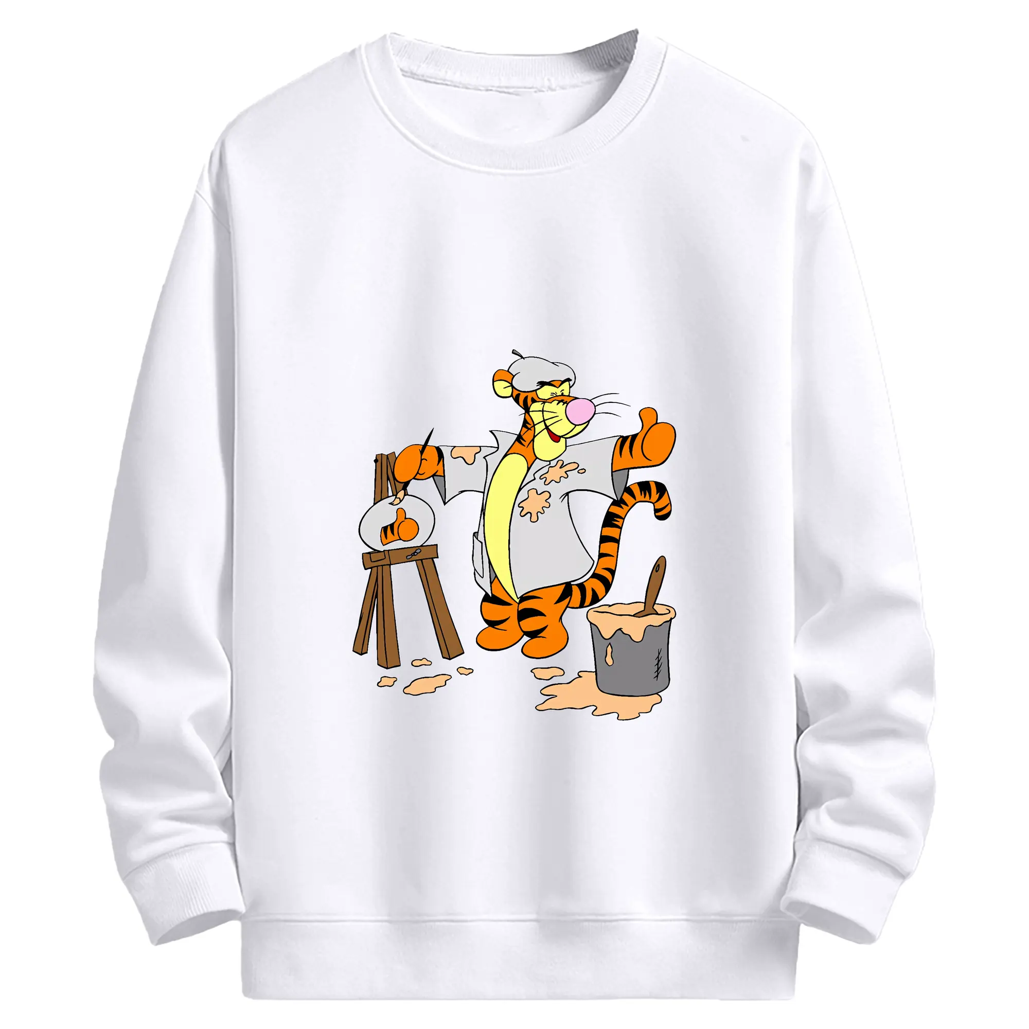 プーさん グッズ ティガー - 高品質 クルーネック スウェット ・ コットン59％ ポリエステル41％ ・ ユニセックス 長袖 トレーナー ・ カジュアル デイリー スポーツ 散歩用