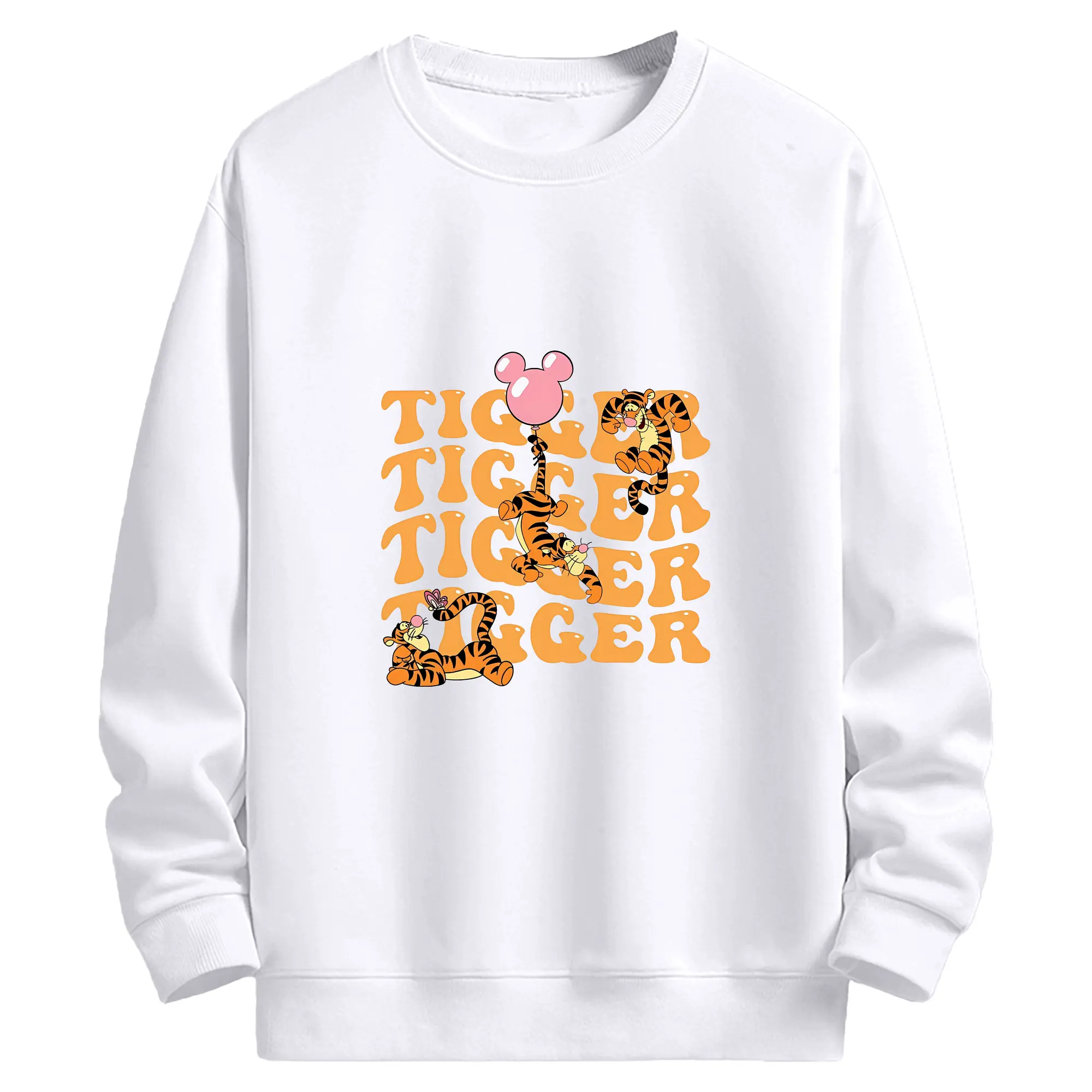 プーさん グッズ ティガー - 高品質 クルーネック スウェット ・ コットン59％ ポリエステル41％ ・ ユニセックス 長袖 トレーナー ・ カジュアル デイリー スポーツ 散歩用