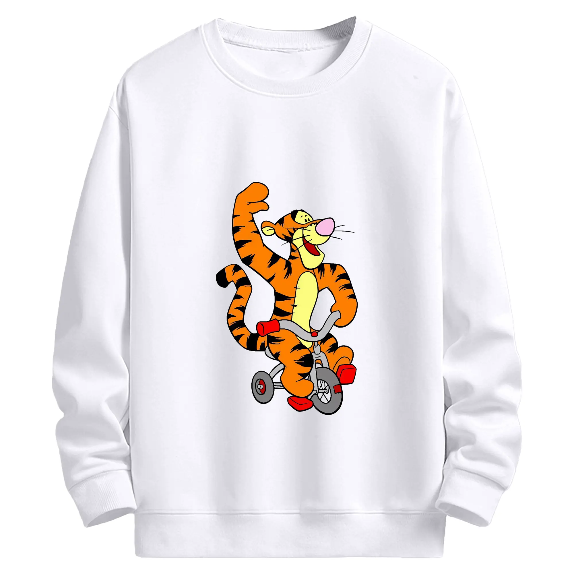 プーさん グッズ ティガー - 高品質 クルーネック スウェット ・ コットン59％ ポリエステル41％ ・ ユニセックス 長袖 トレーナー ・ カジュアル デイリー スポーツ 散歩用
