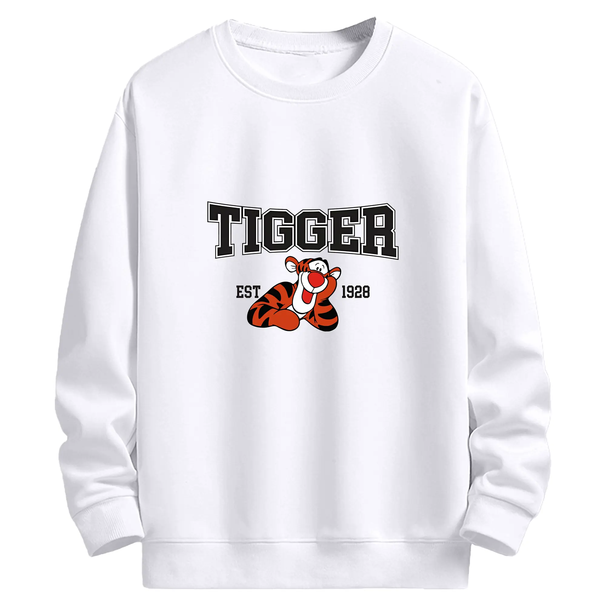 プーさん グッズ ティガー - 高品質 クルーネック スウェット ・ コットン59％ ポリエステル41％ ・ ユニセックス 長袖 トレーナー ・ カジュアル デイリー スポーツ 散歩用