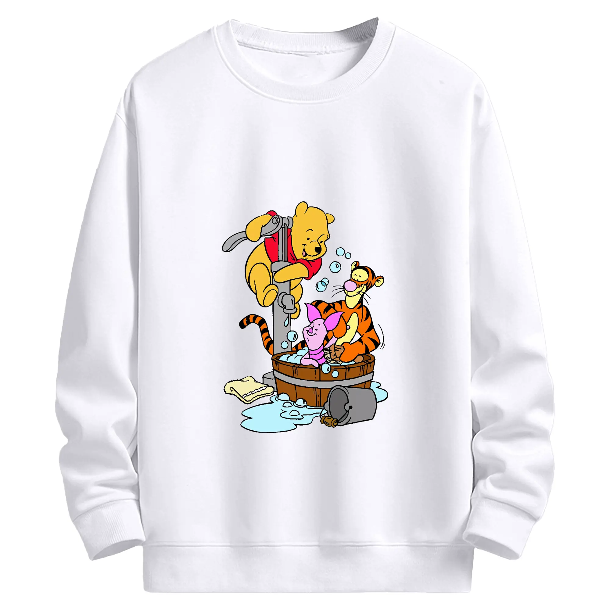 プーさん グッズ ティガー - 高品質 クルーネック スウェット ・ コットン59％ ポリエステル41％ ・ ユニセックス 長袖 トレーナー ・ カジュアル デイリー スポーツ 散歩用