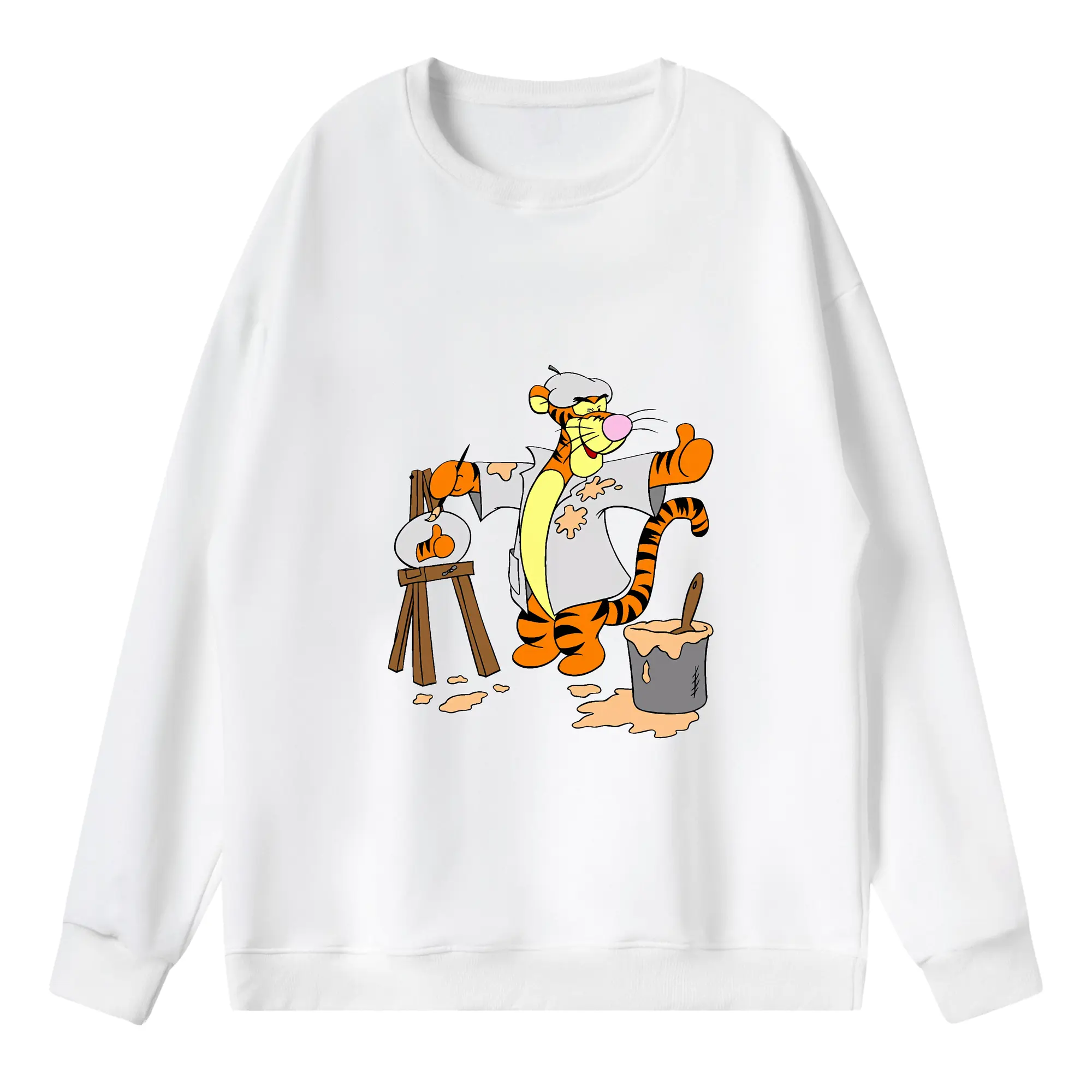 プーさん グッズ ティガー - 薄手 クルーネック スウェット 裏毛260g · ポリエステル 春秋向け カジュアル 男女兼用 · トレーナー デイリー スポーツ 散歩に最適